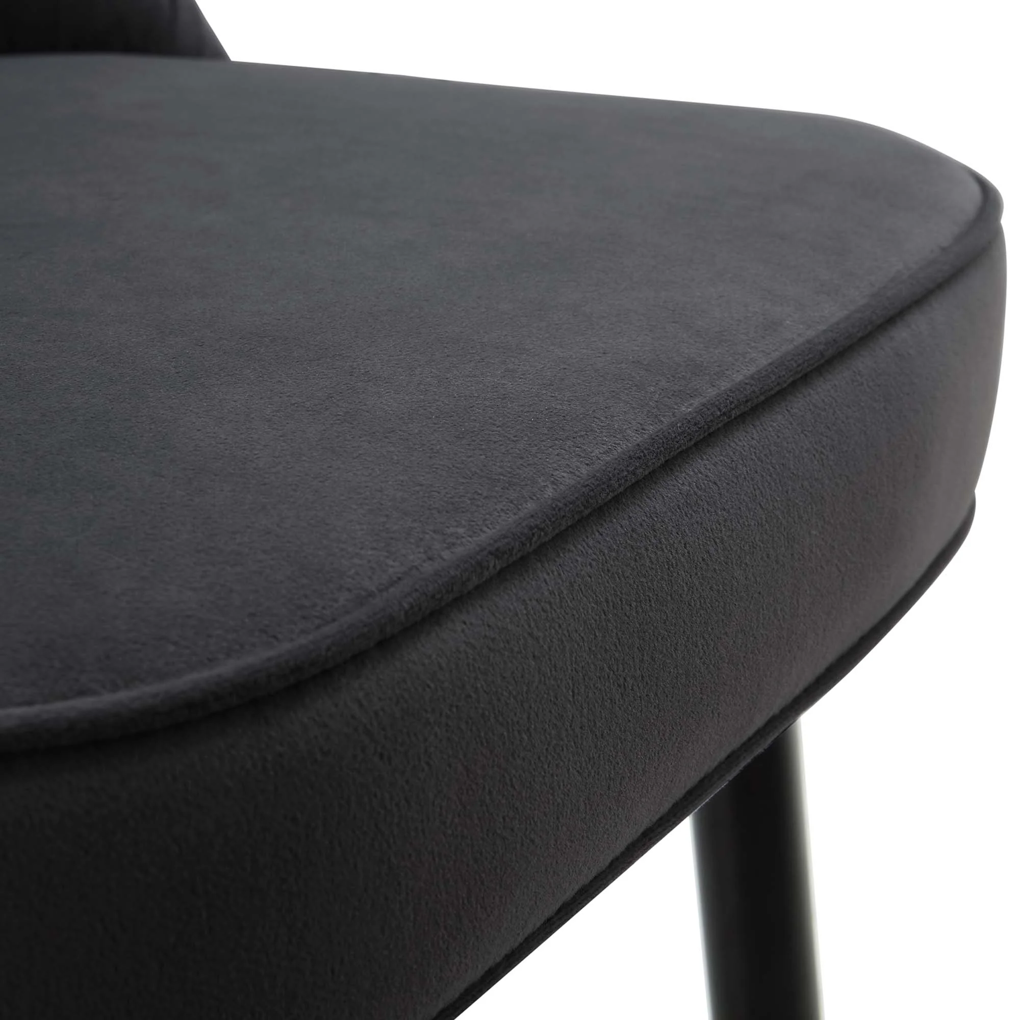 Miyae Set of 2 Pleated Charcoal Velvet Upholstered Counter Stools - Image 12