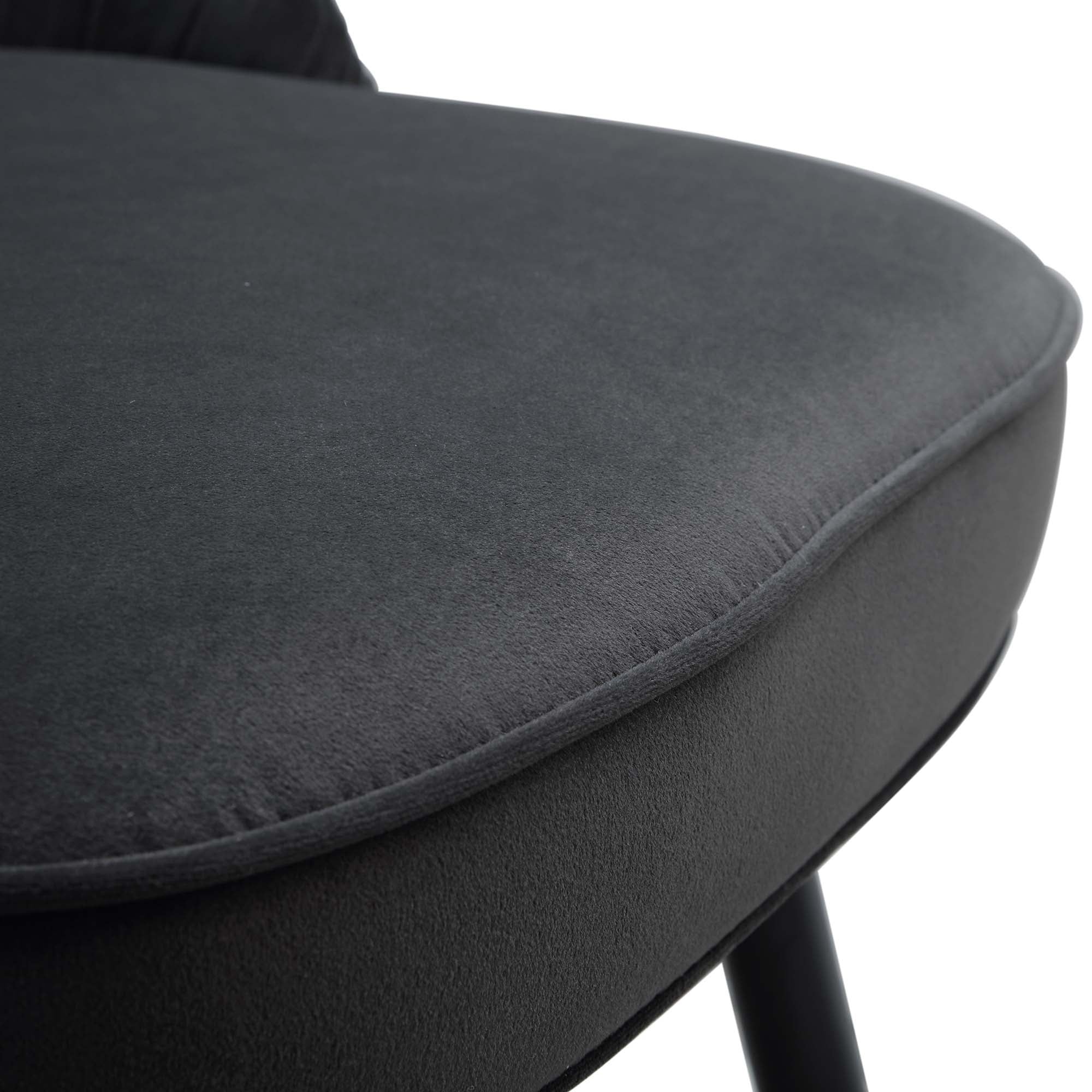 Miyae Set of 2 Pleated Charcoal Velvet Upholstered Dining Chairs - Image 12