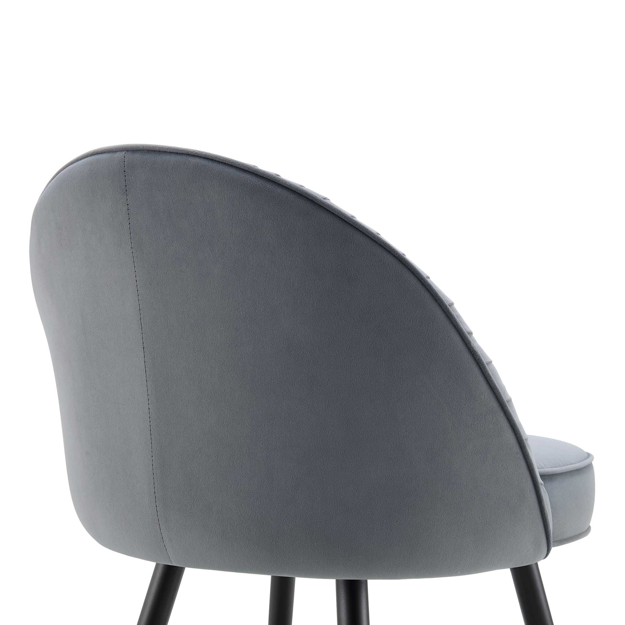 Miyae Set of 2 Pleated Light Grey Velvet Upholstered Dining Chairs - Image 10