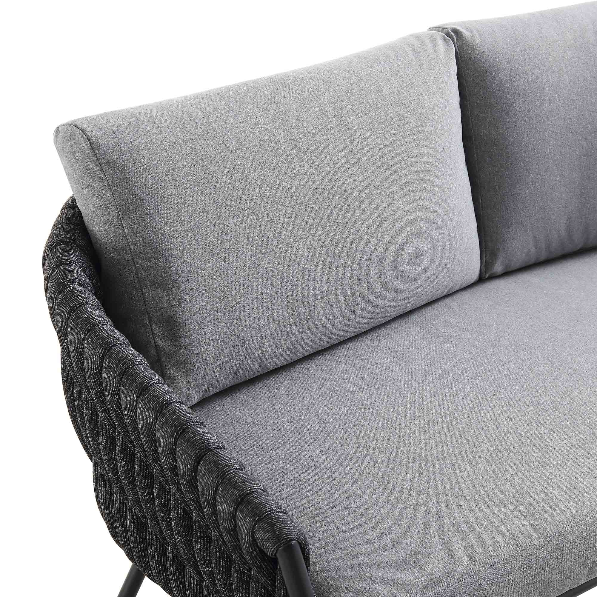 Montebello 4-Seater Outdoor Black Rope and Aluminium Sofa Set with Grey Ceramic Coffee Table - Image 11
