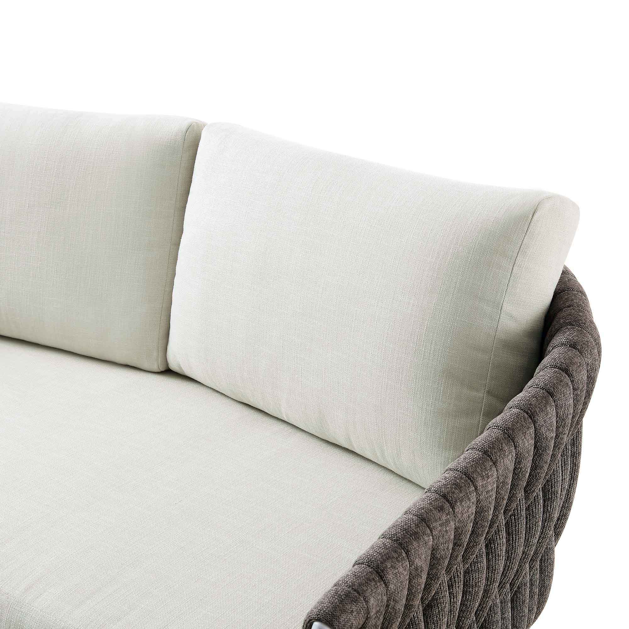 Montebello 4-Seater Outdoor Taupe Rope and Aluminium Sofa Set with White Ceramic Coffee Table - Image 10