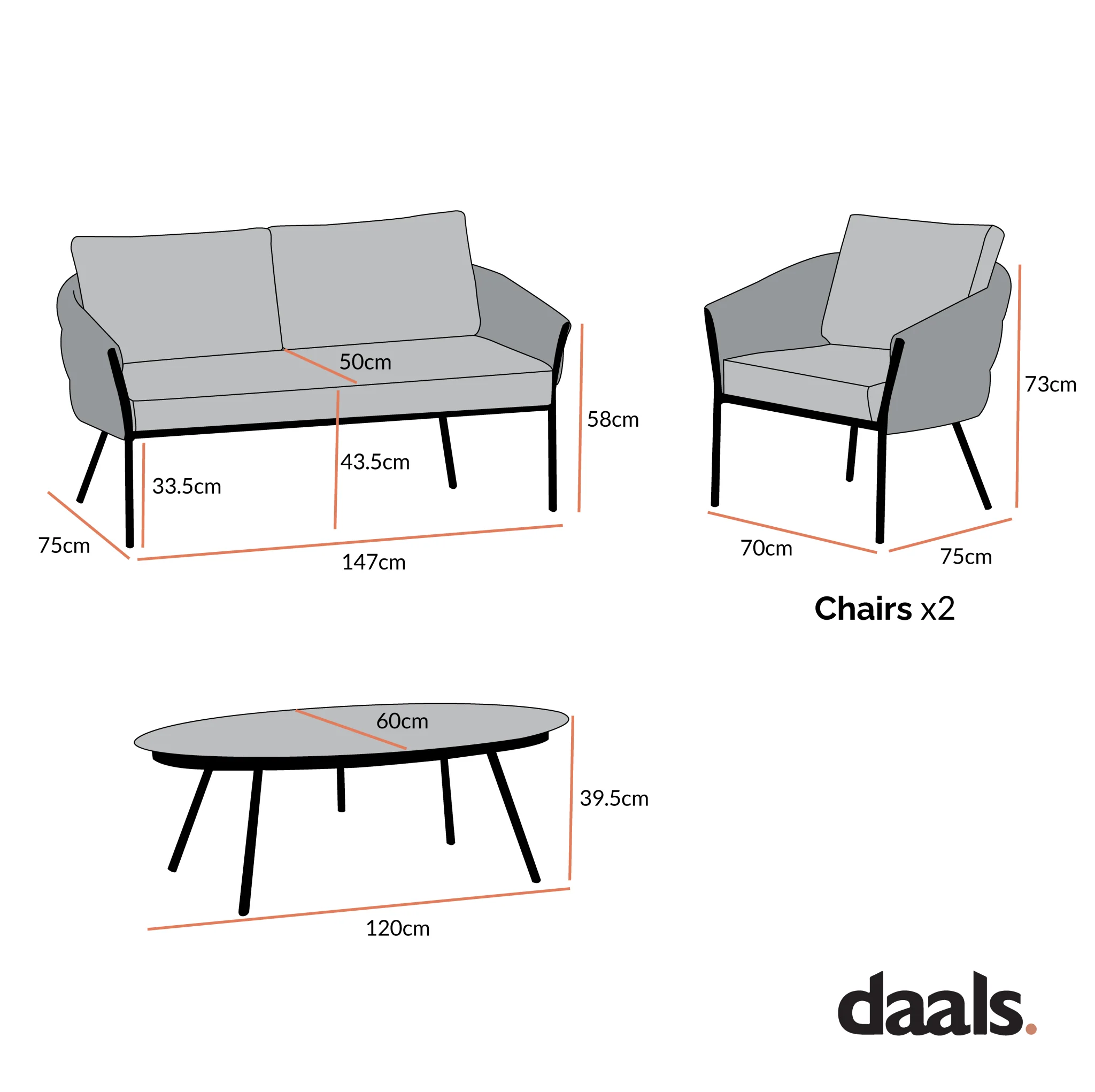 Montebello 4-Seater Outdoor Black Rope and Aluminium Sofa Set with Grey Ceramic Coffee Table - Image 6