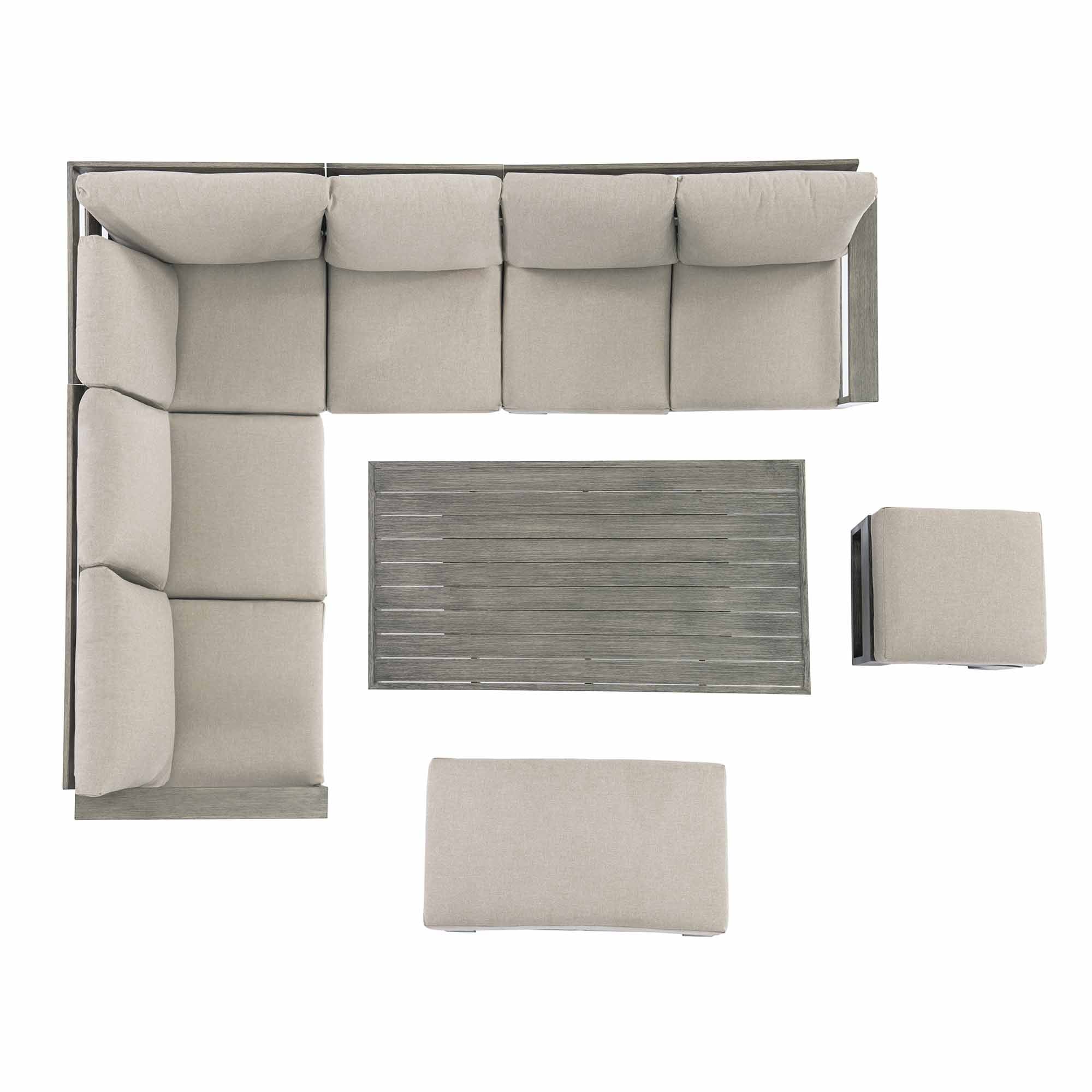 Montrose Aluminium Large Corner Casual Dining Set with Rising Table, Brushed Silver Oak - Image 14