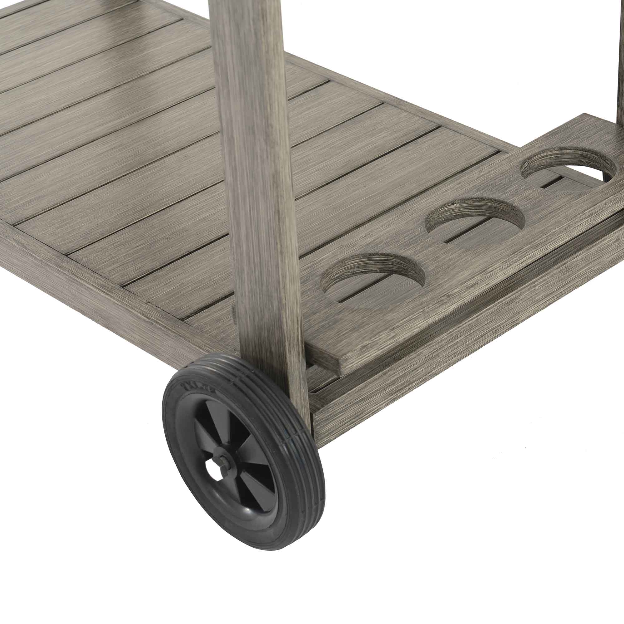 Montrose Aluminium Outdoor Bar Cart, Brushed Silver Oak - Image 10