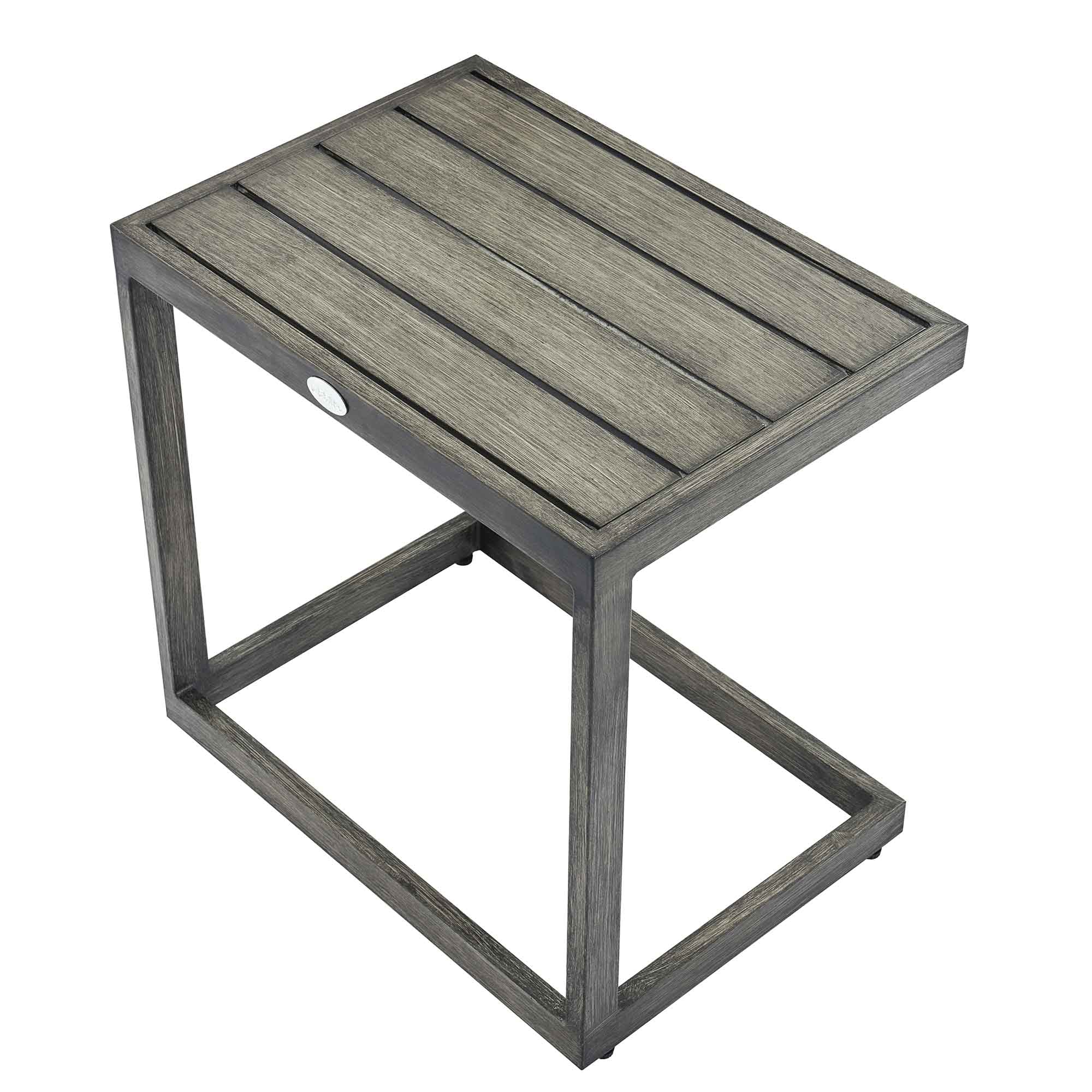 Montrose Aluminium Outdoor C-Side Table, Brushed Silver Oak - Image 2