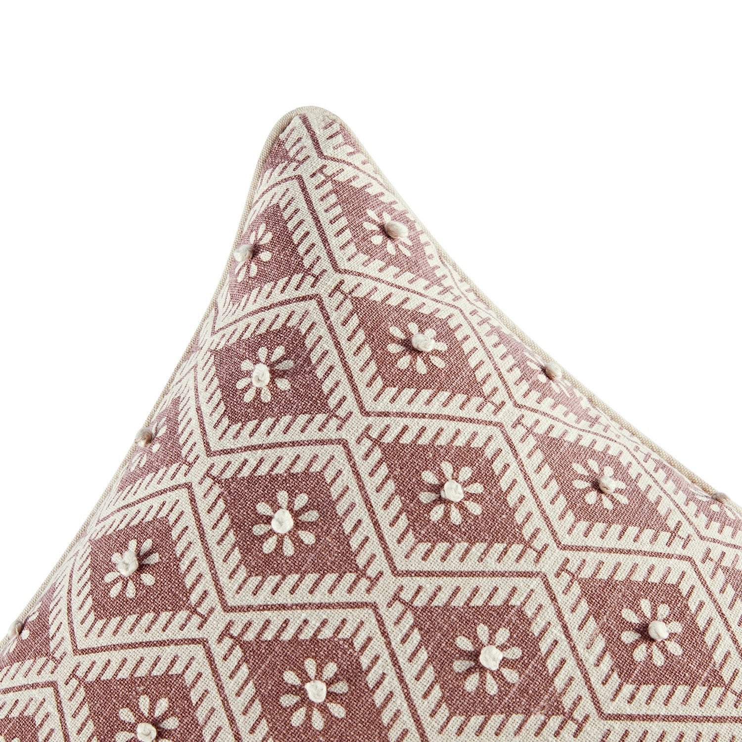 Nazaar Dusky Pink Floral Tessela Cotton Duck Cushion - Image 4