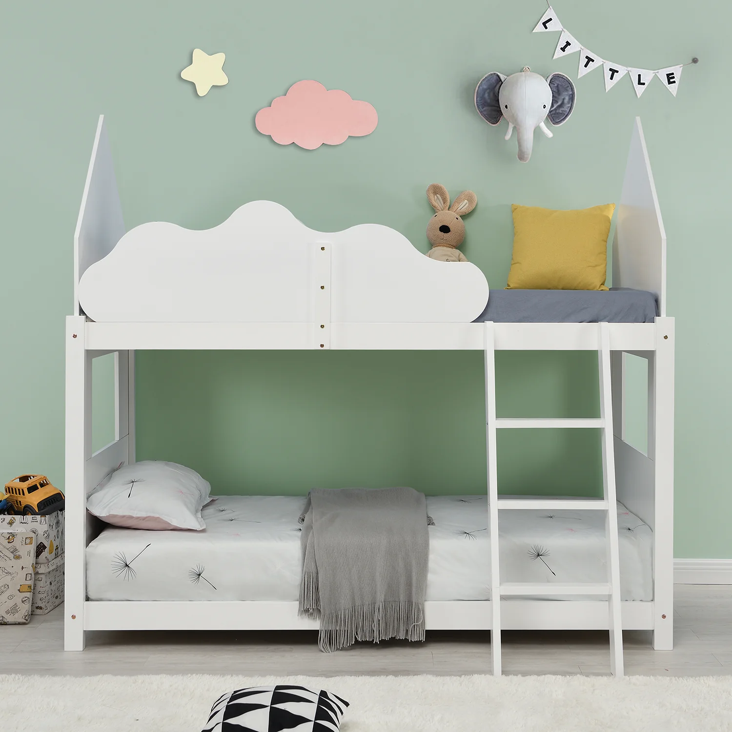 Newton White Solid Wood Kid's Treehouse Bunk Bed - Image 2