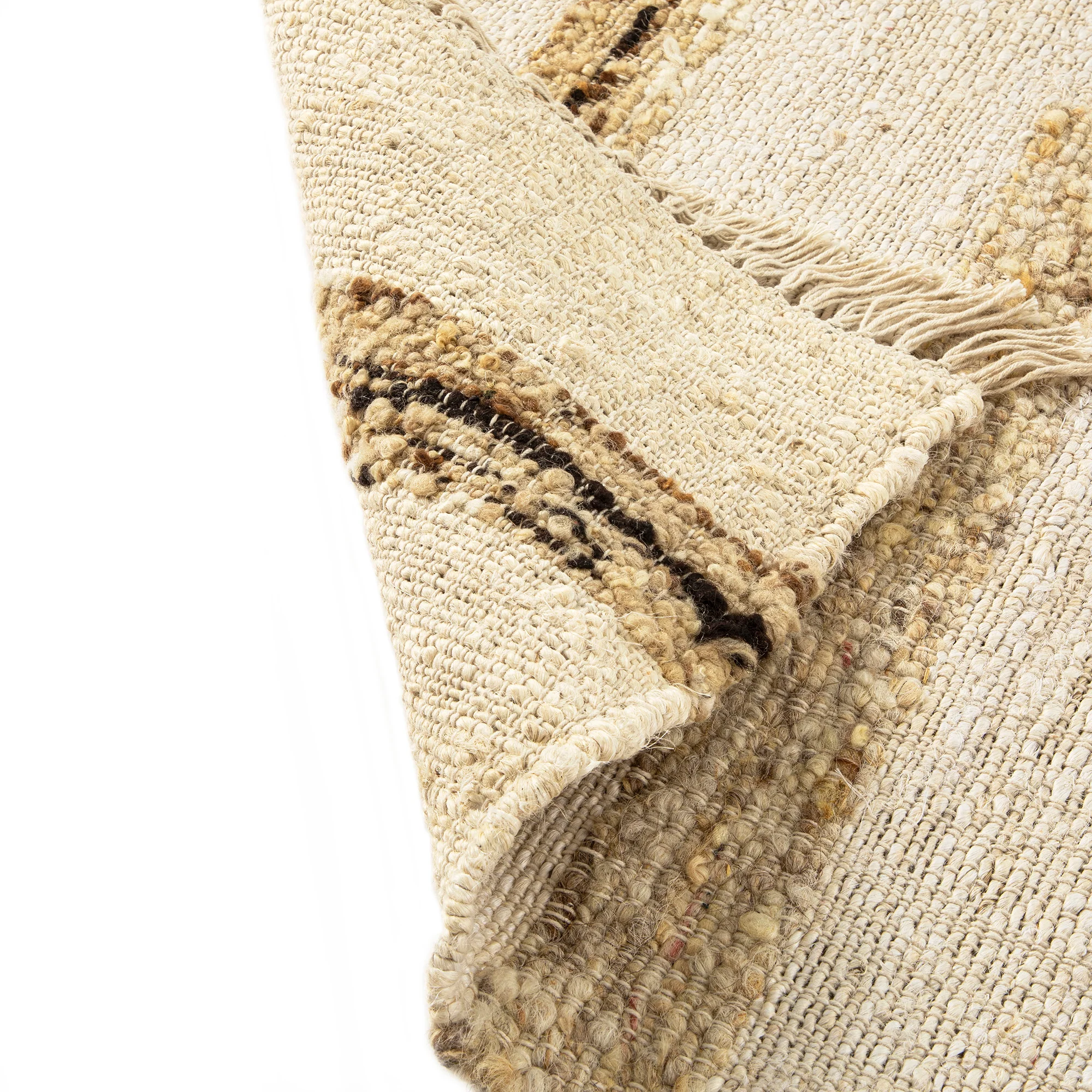 Noa Linear Cream Handwoven Wool Rug - Image 8