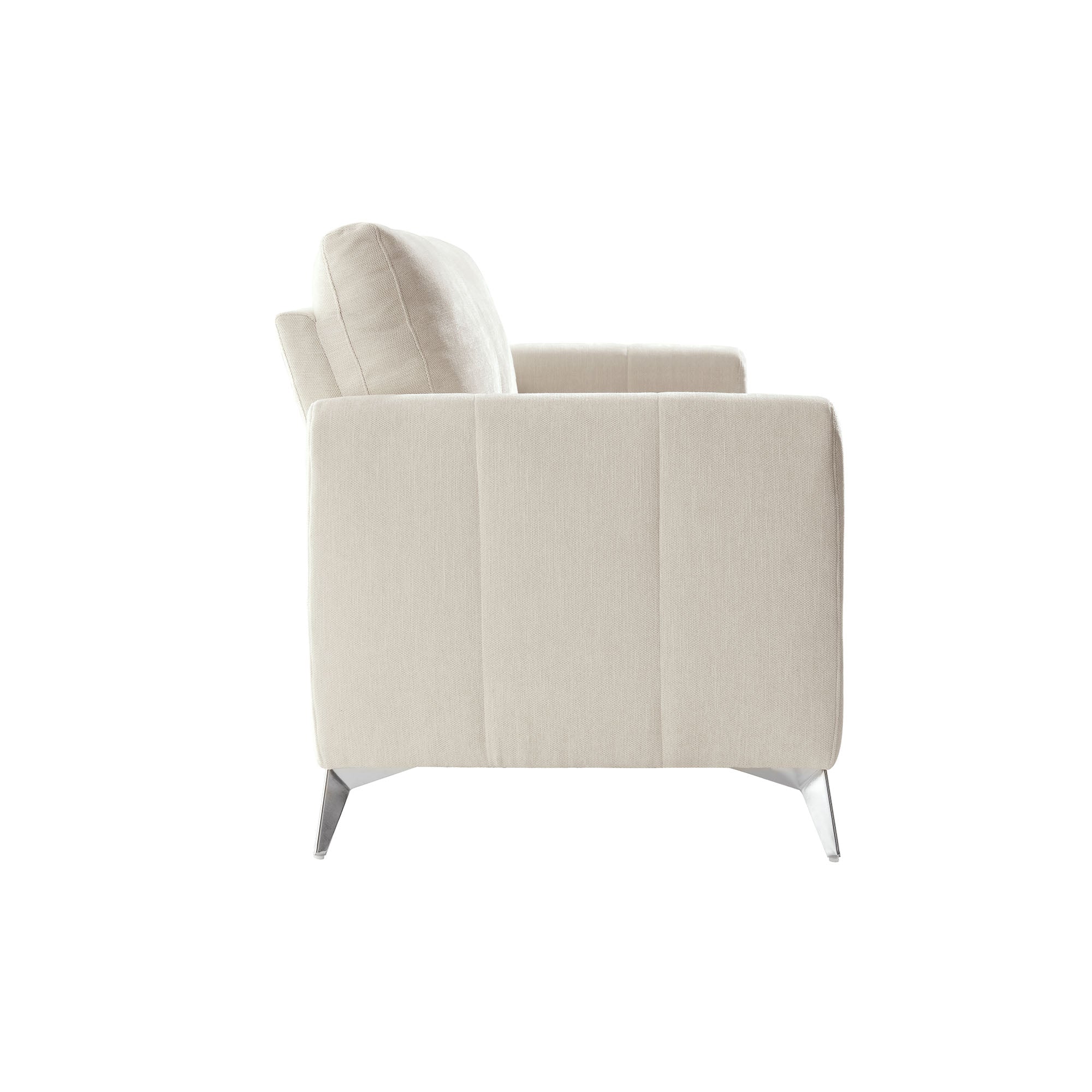 Noak 2-Seater Beige Woven Fabric Sofa with Chrome Legs - Image 9
