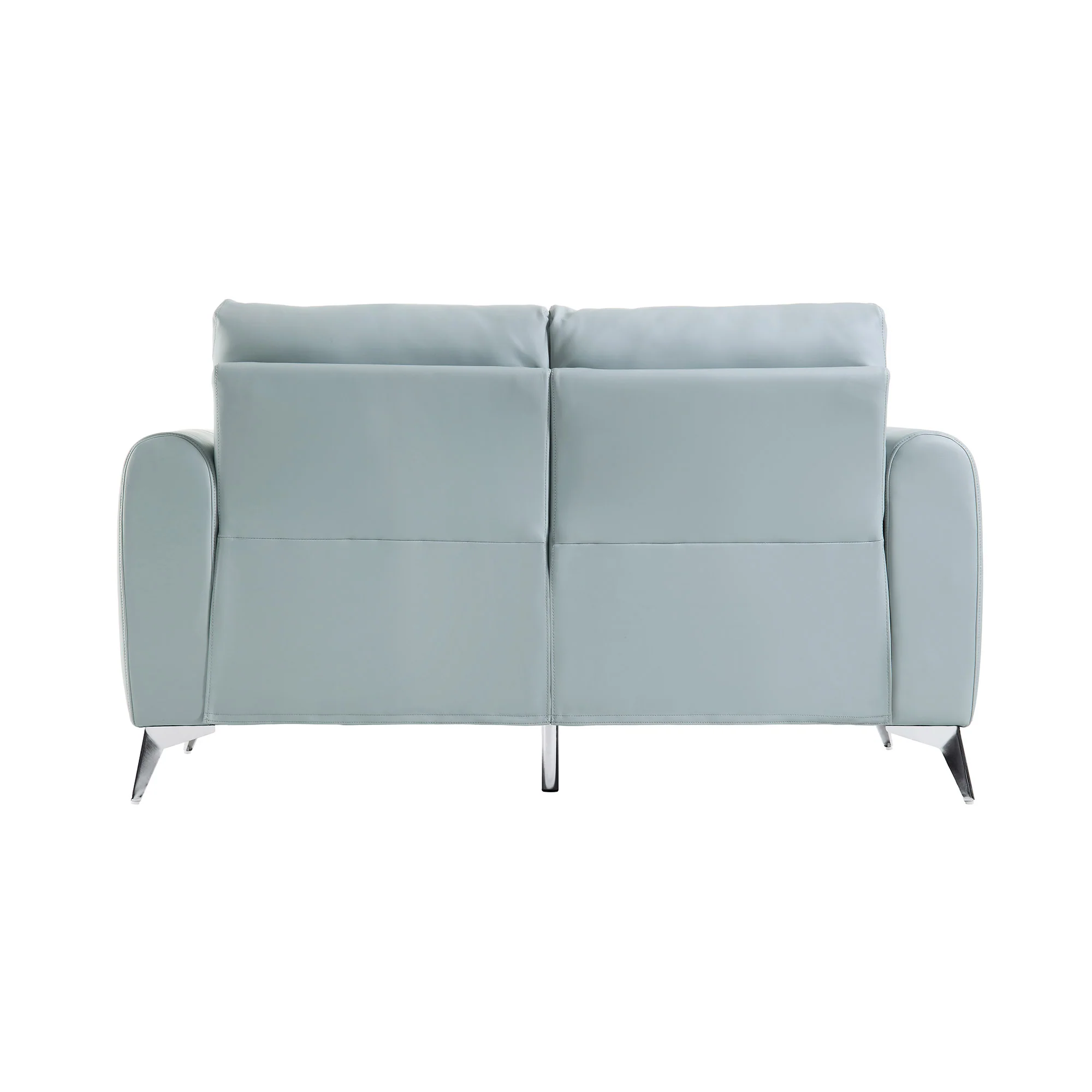 Noak 2-Seater Grey Faux Leather Sofa with Chrome Legs - Image 10