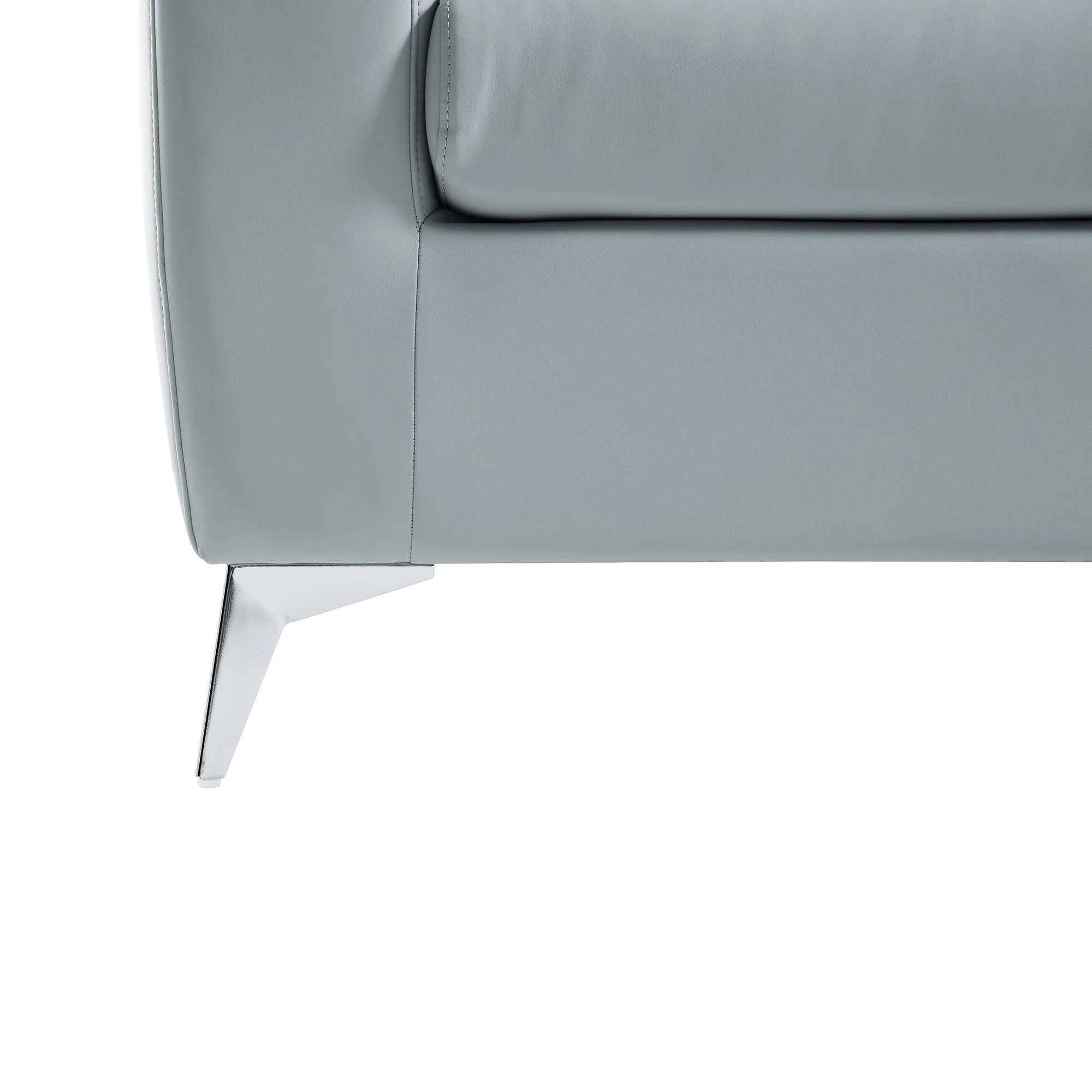 Noak 2-Seater Grey Faux Leather Sofa with Chrome Legs - Image 12