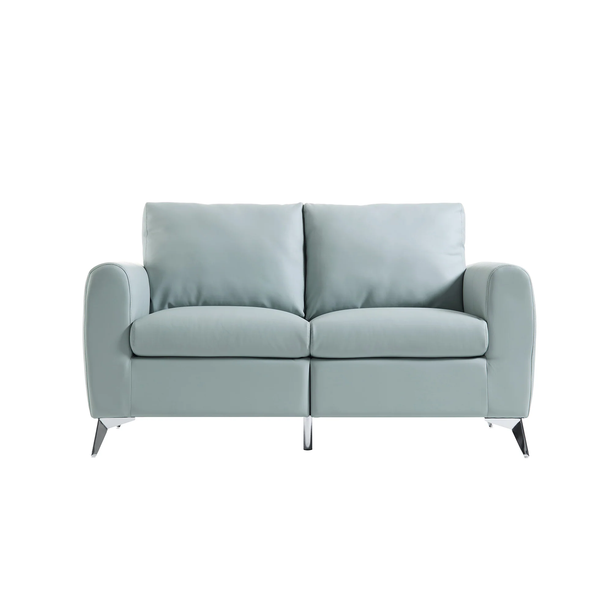 Noak 2-Seater Grey Faux Leather Sofa with Chrome Legs - Image 4