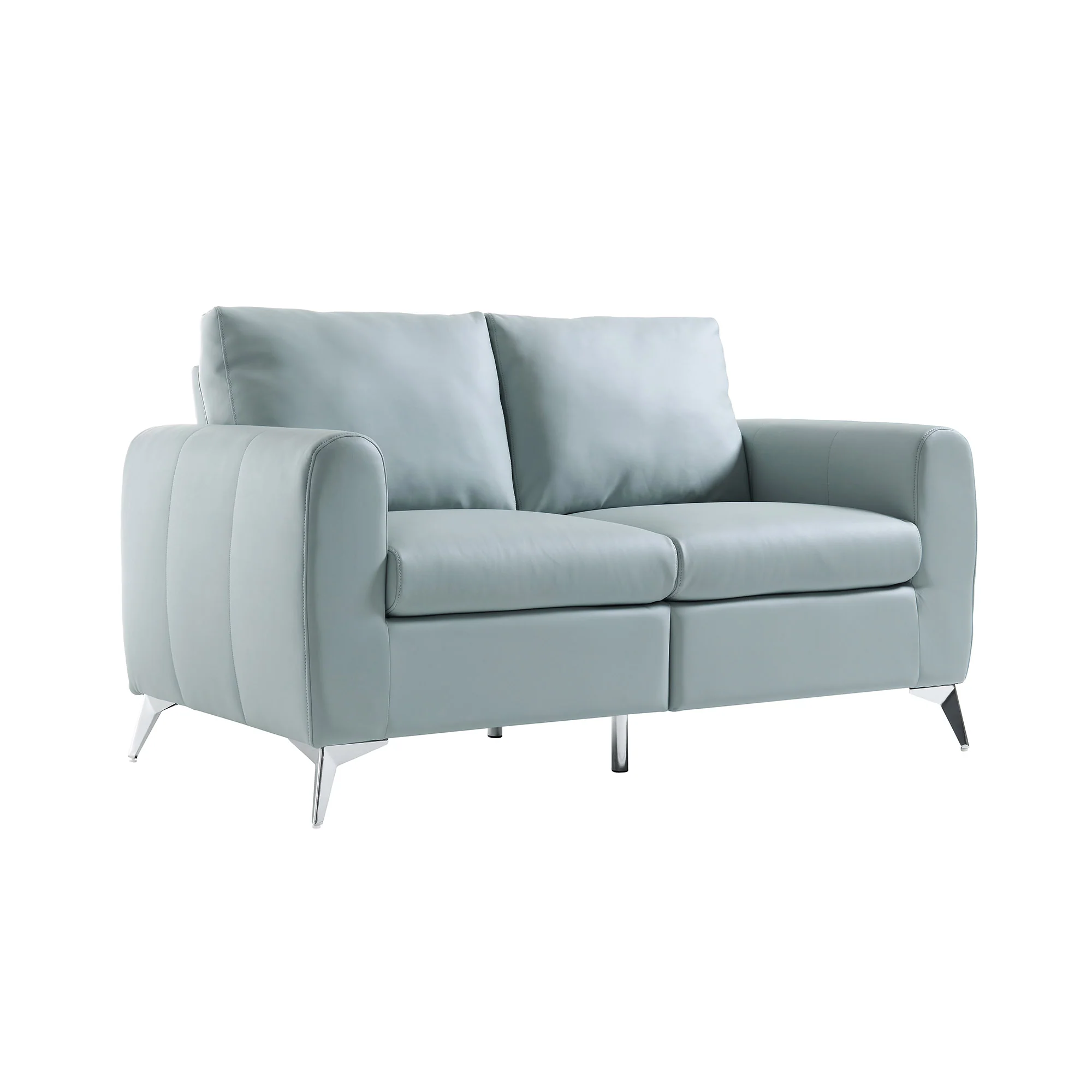 Noak 2-Seater Grey Faux Leather Sofa with Chrome Legs - Image 5
