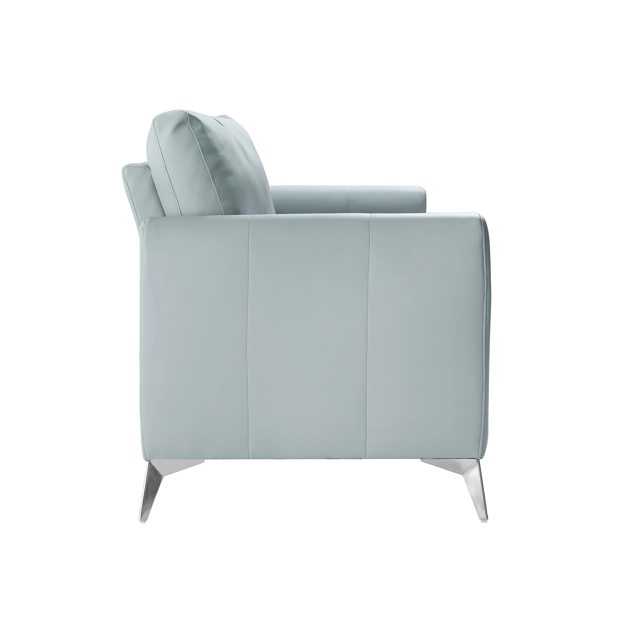 Noak 2-Seater Grey Faux Leather Sofa with Chrome Legs - Image 7