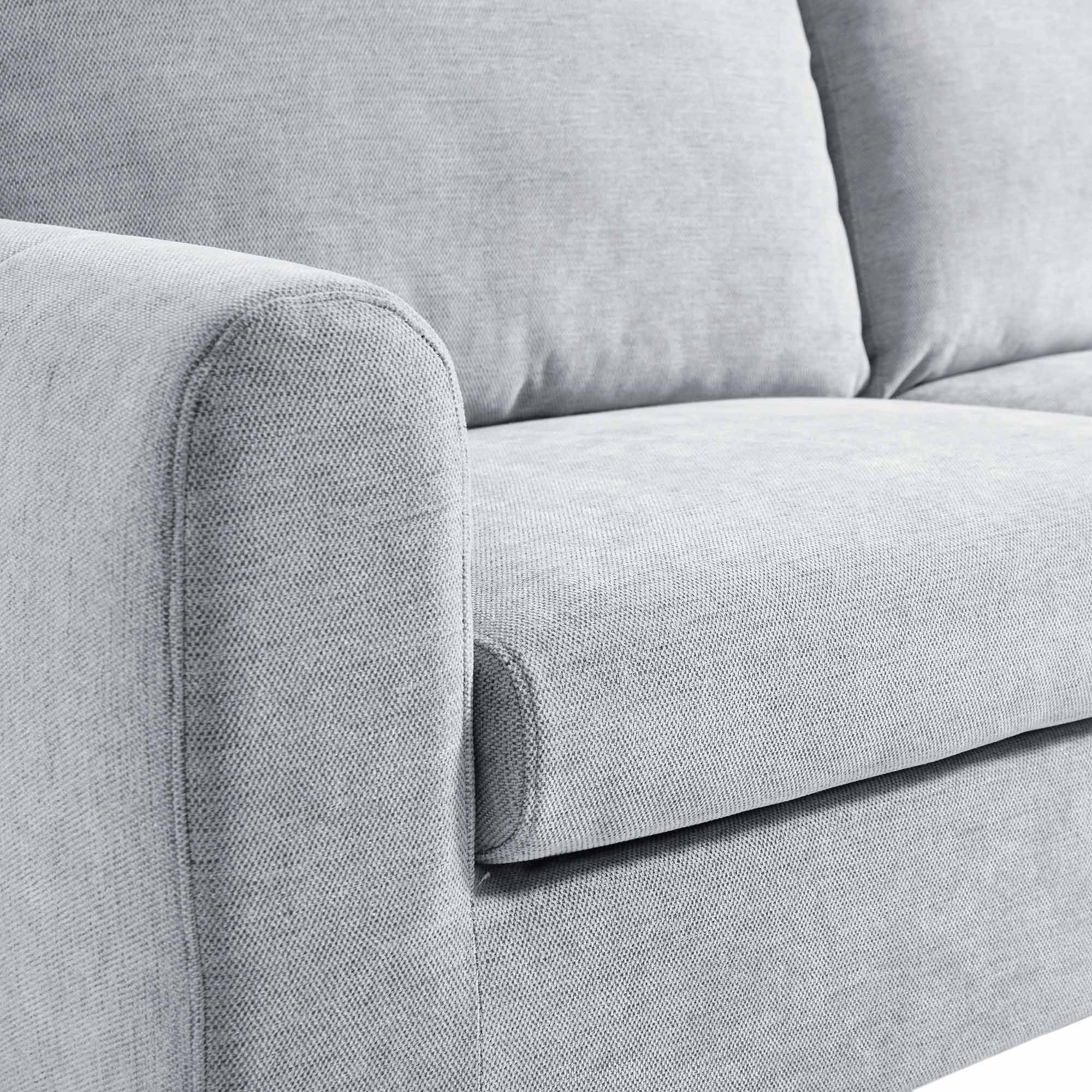 Noak 2-Seater Grey Woven Fabric Sofa with Chrome Legs - Image 11