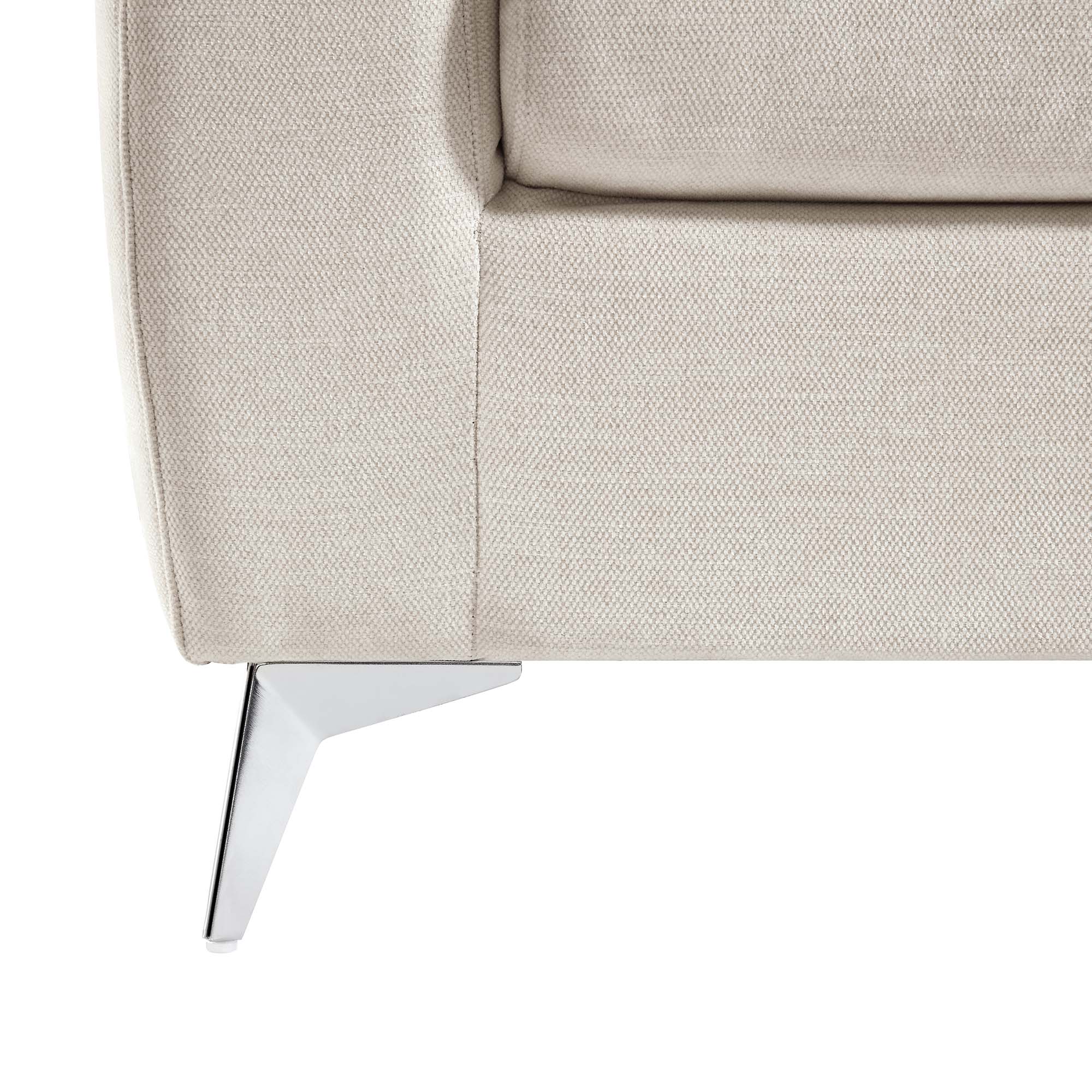 Noak 3-Seater Beige Woven Fabric Sofa with Chrome Legs - Image 12