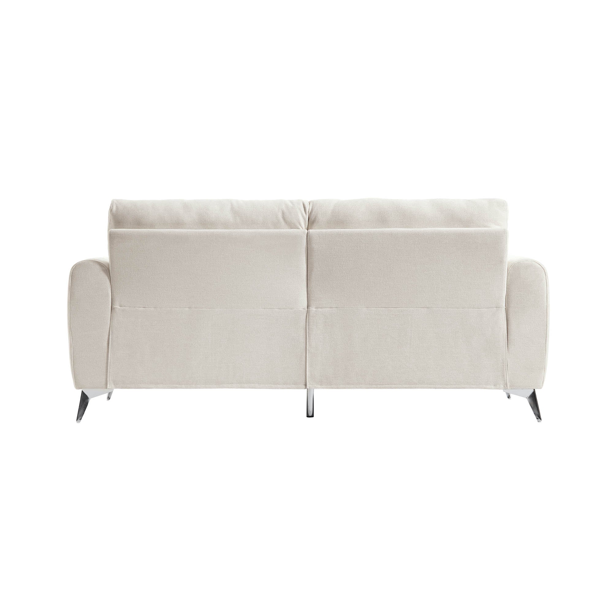 Noak 3-Seater Beige Woven Fabric Sofa with Chrome Legs - Image 7