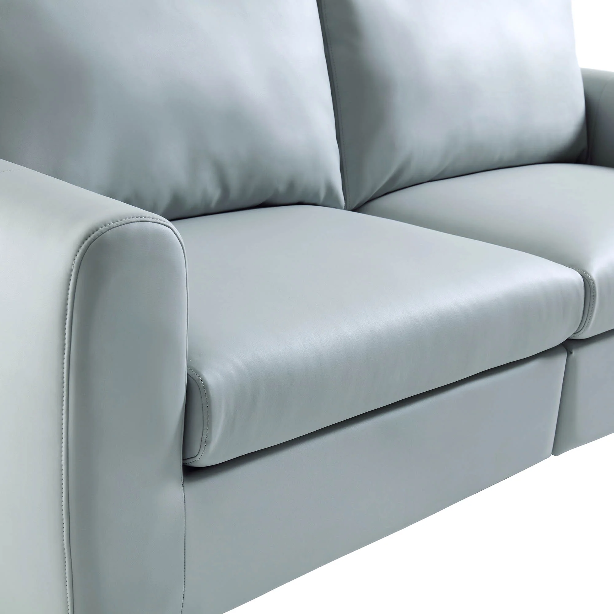 Noak 3-Seater Grey Faux Leather Sofa with Chrome Legs - Image 13