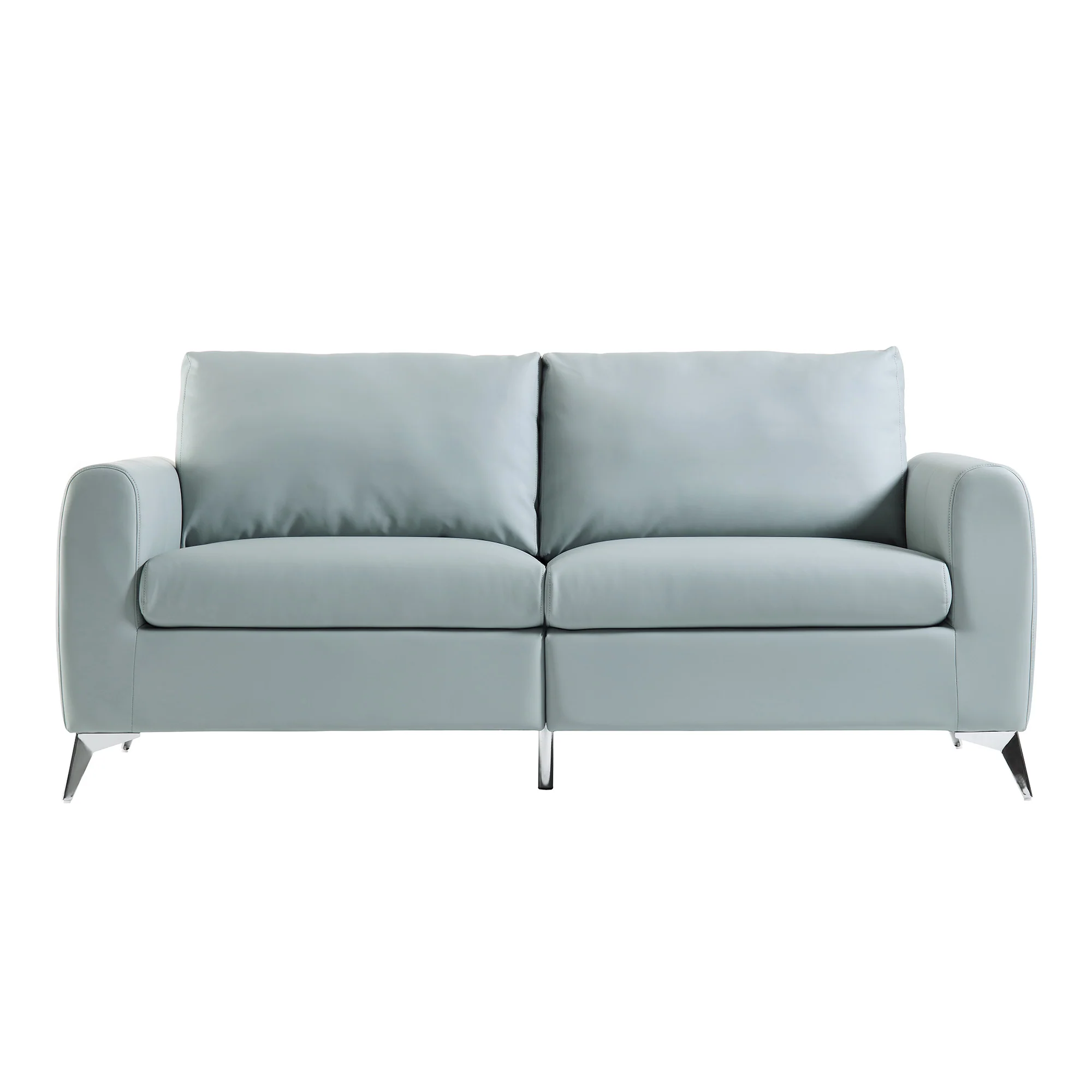 Noak 3-Seater Grey Faux Leather Sofa with Chrome Legs - Image 4