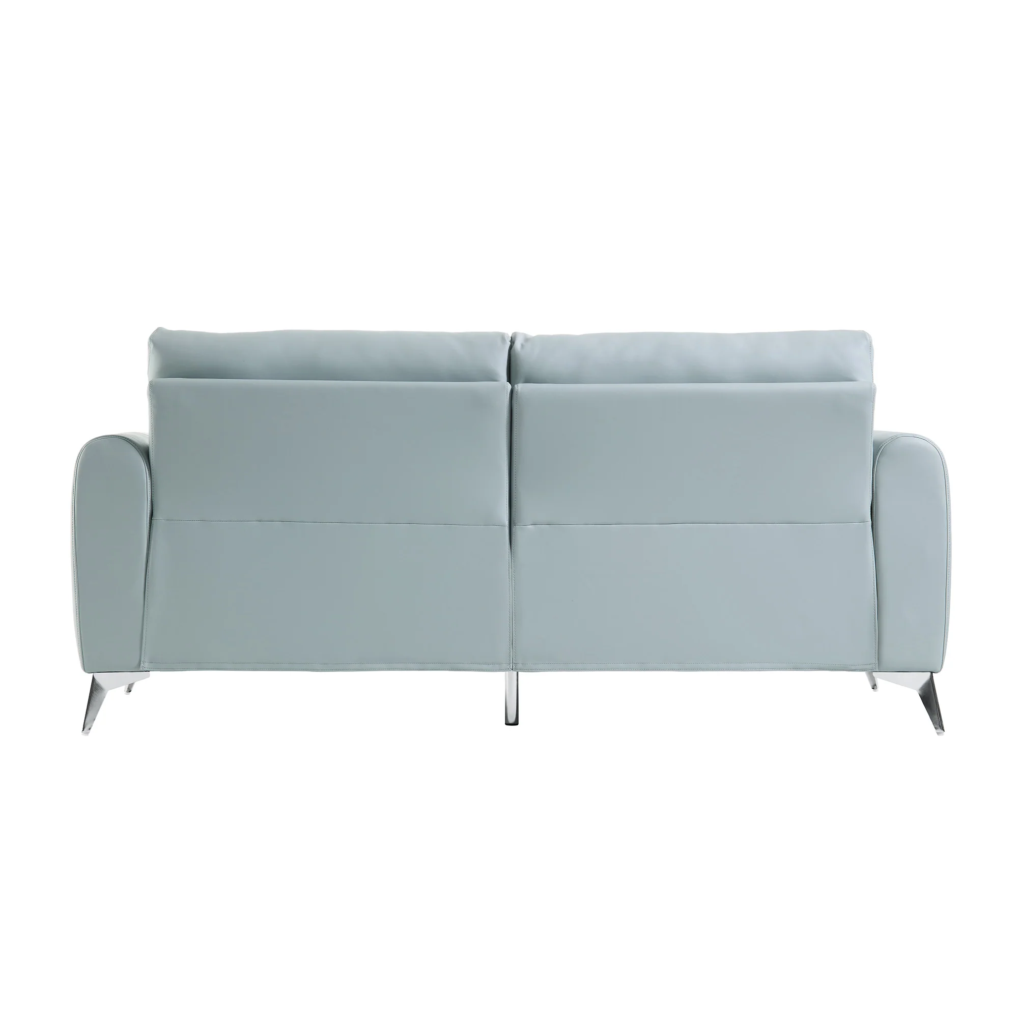 Noak 3-Seater Grey Faux Leather Sofa with Chrome Legs - Image 9