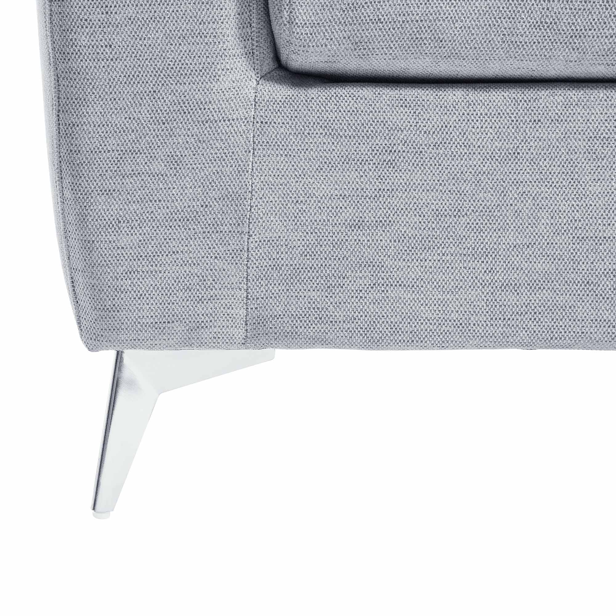 Noak 3-Seater Grey Woven Fabric Sofa with Chrome Legs - Image 13