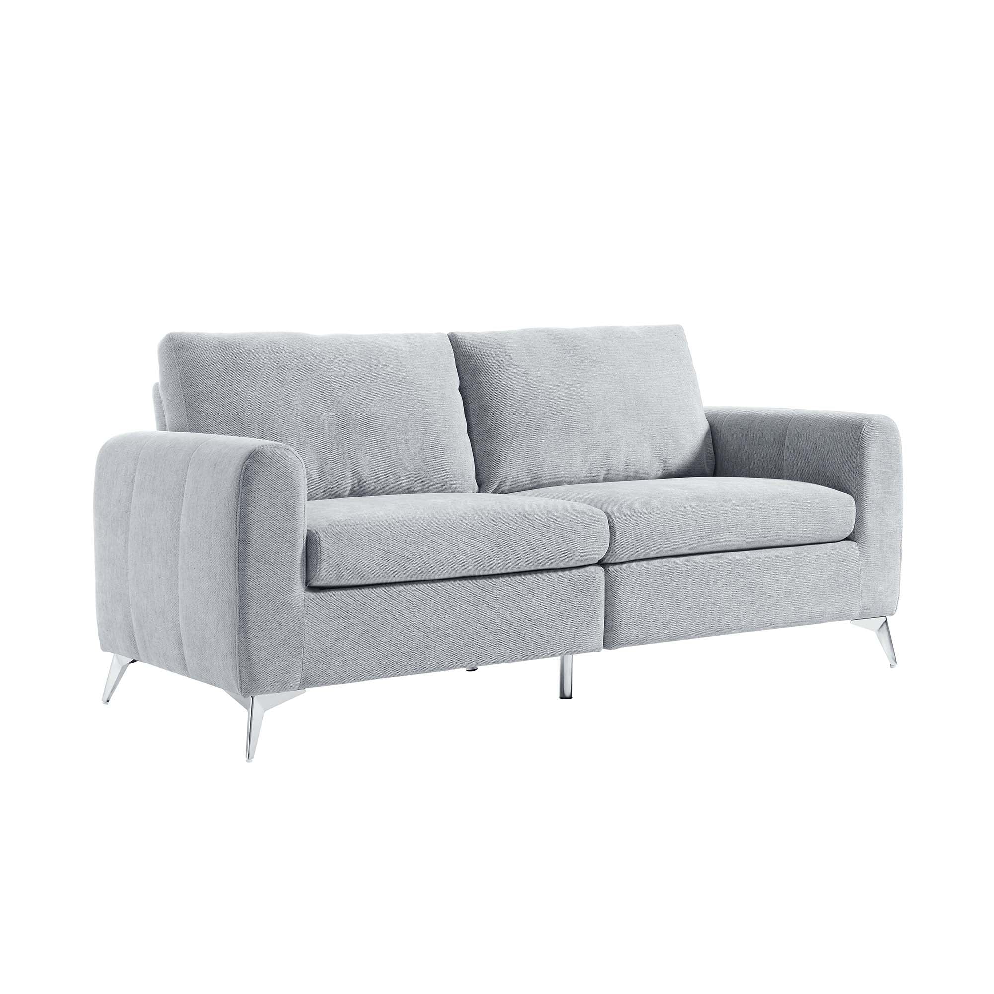Noak 3-Seater Grey Woven Fabric Sofa with Chrome Legs - Image 5
