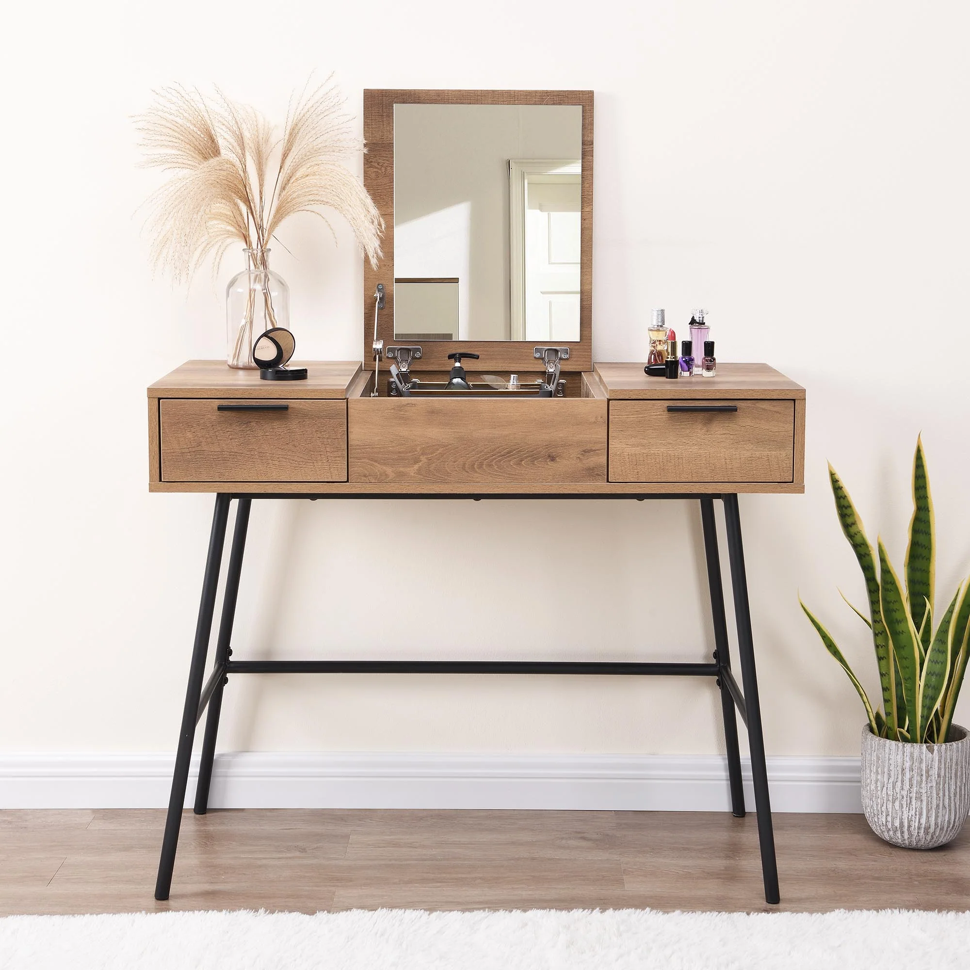 Selwyn Oak Effect Console Dressing Table - Image 2