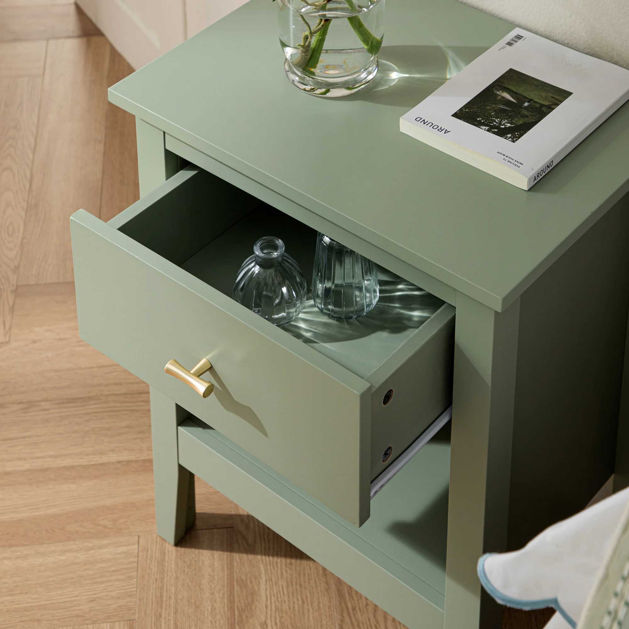 Oakham 1-Drawer Bedside Table, Desert Sage - Image 3