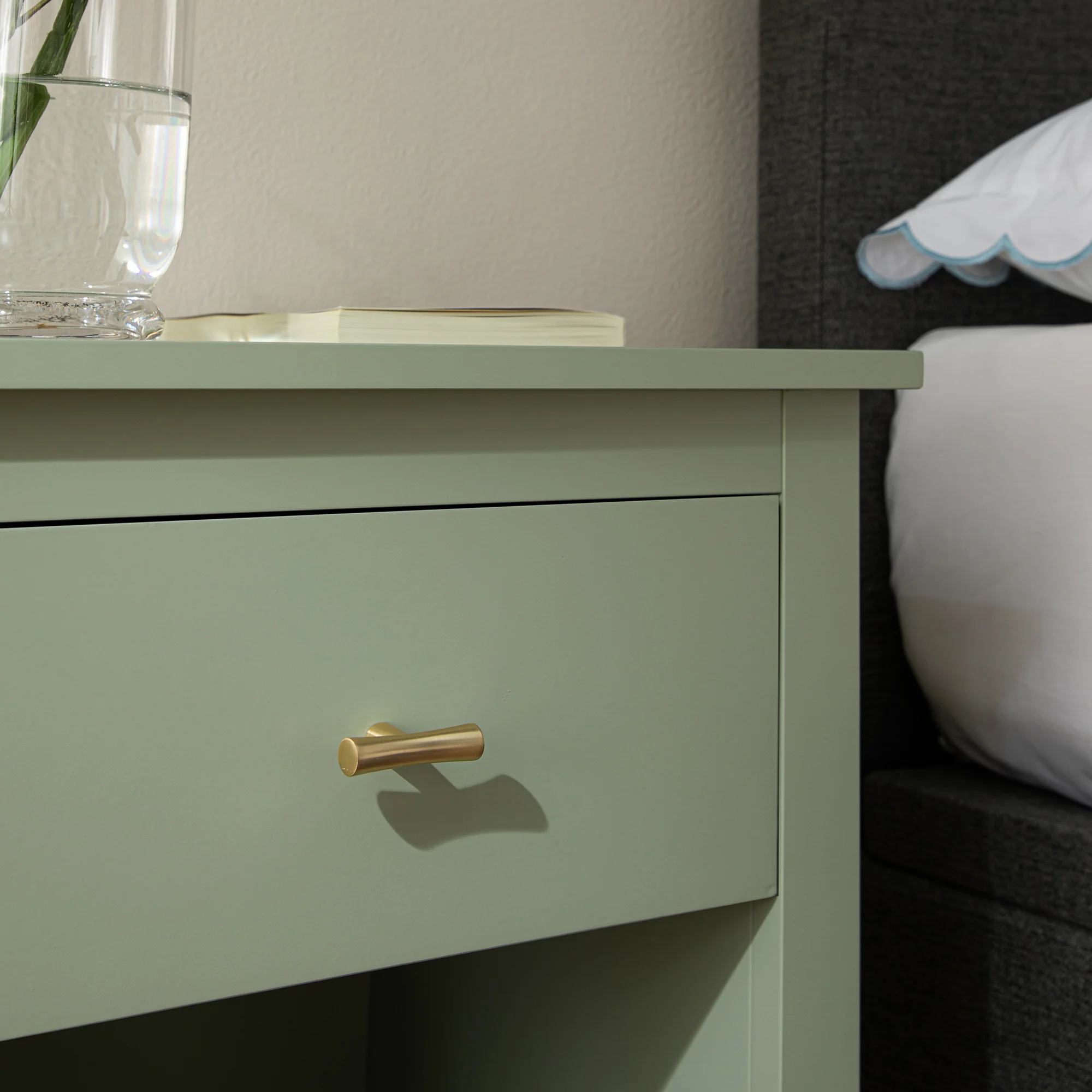 Oakham 1-Drawer Bedside Table, Desert Sage - Image 4