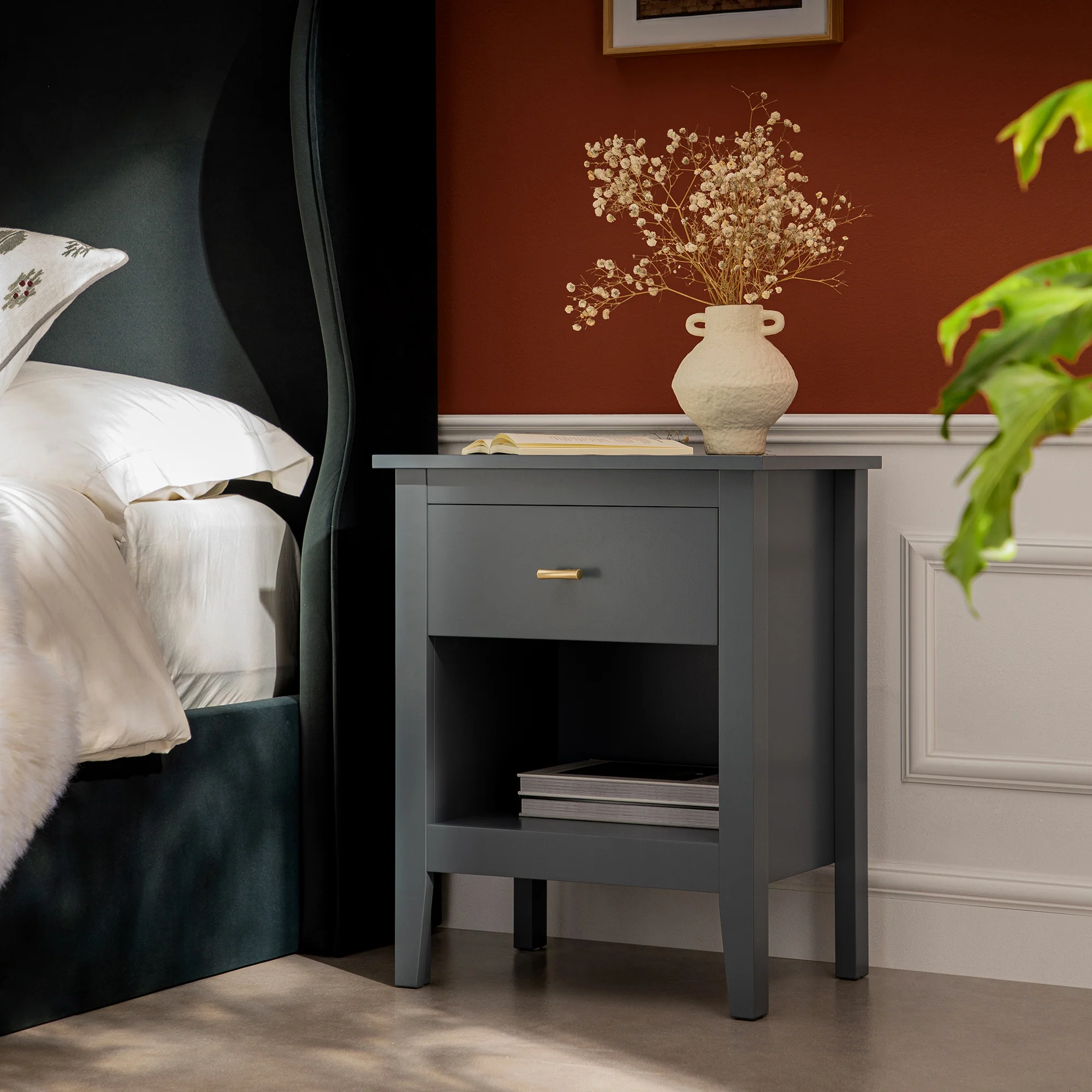 Oakham 1-Drawer Bedside Table, Stormy Blue - Image 2
