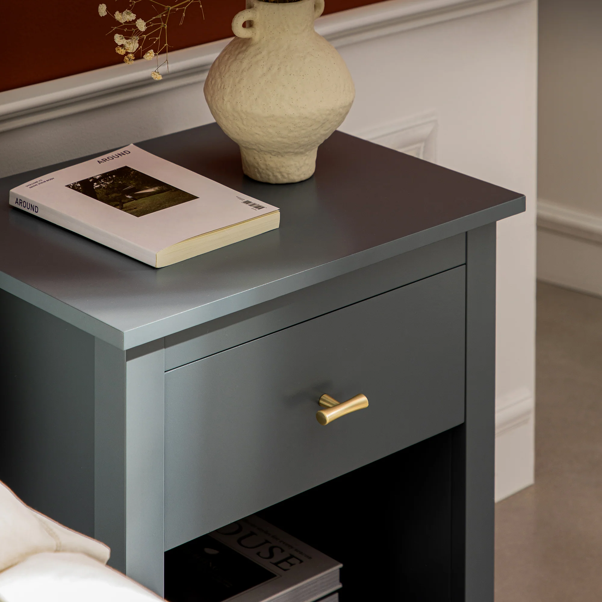 Oakham 1-Drawer Bedside Table, Stormy Blue - Image 3