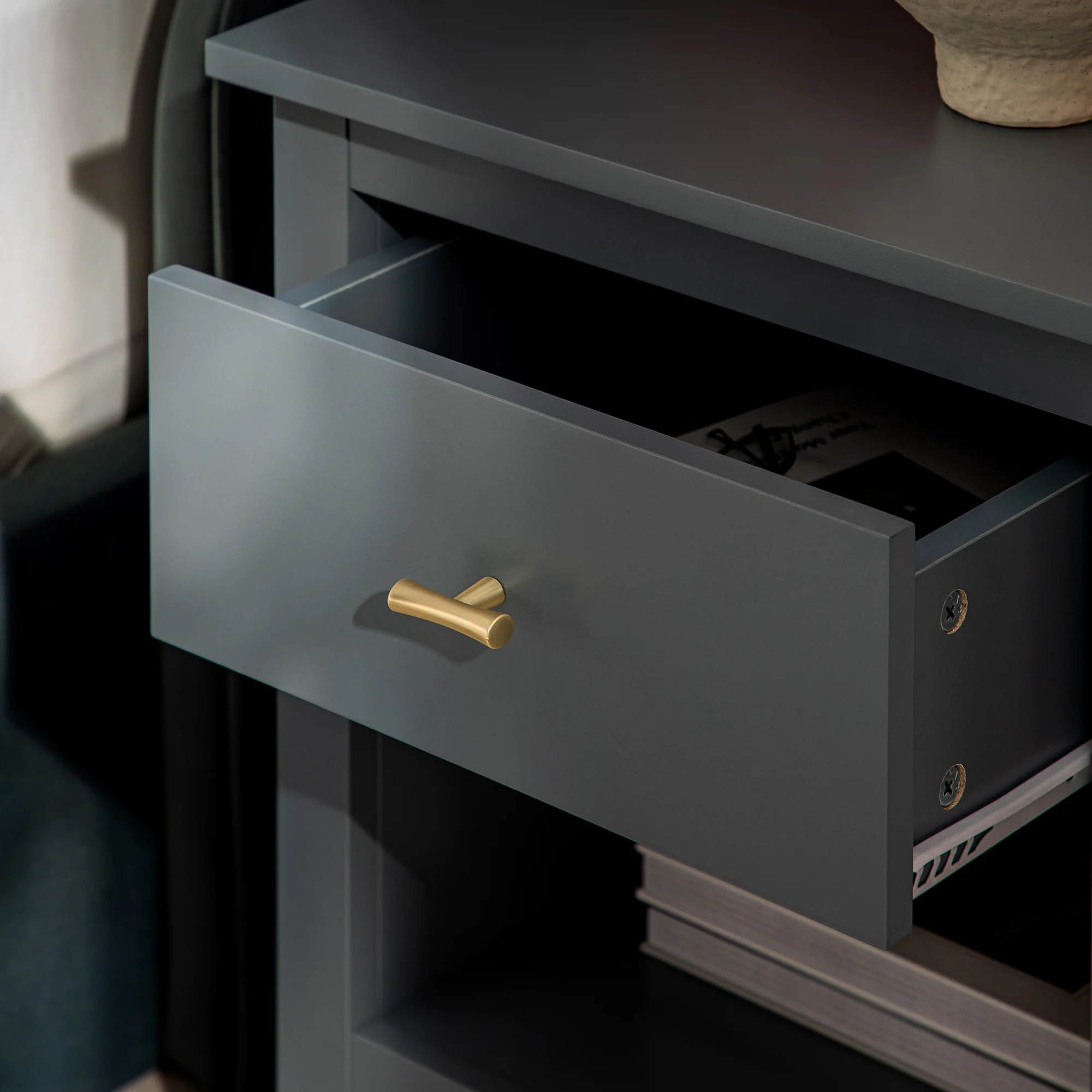 Oakham 1-Drawer Bedside Table, Stormy Blue - Image 4