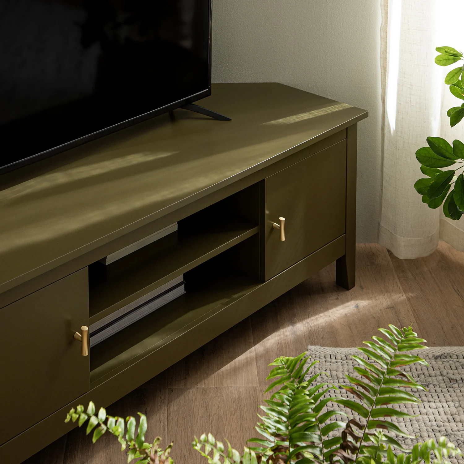 Oakham 120cm Corner TV Unit, Olive Grove - Image 4