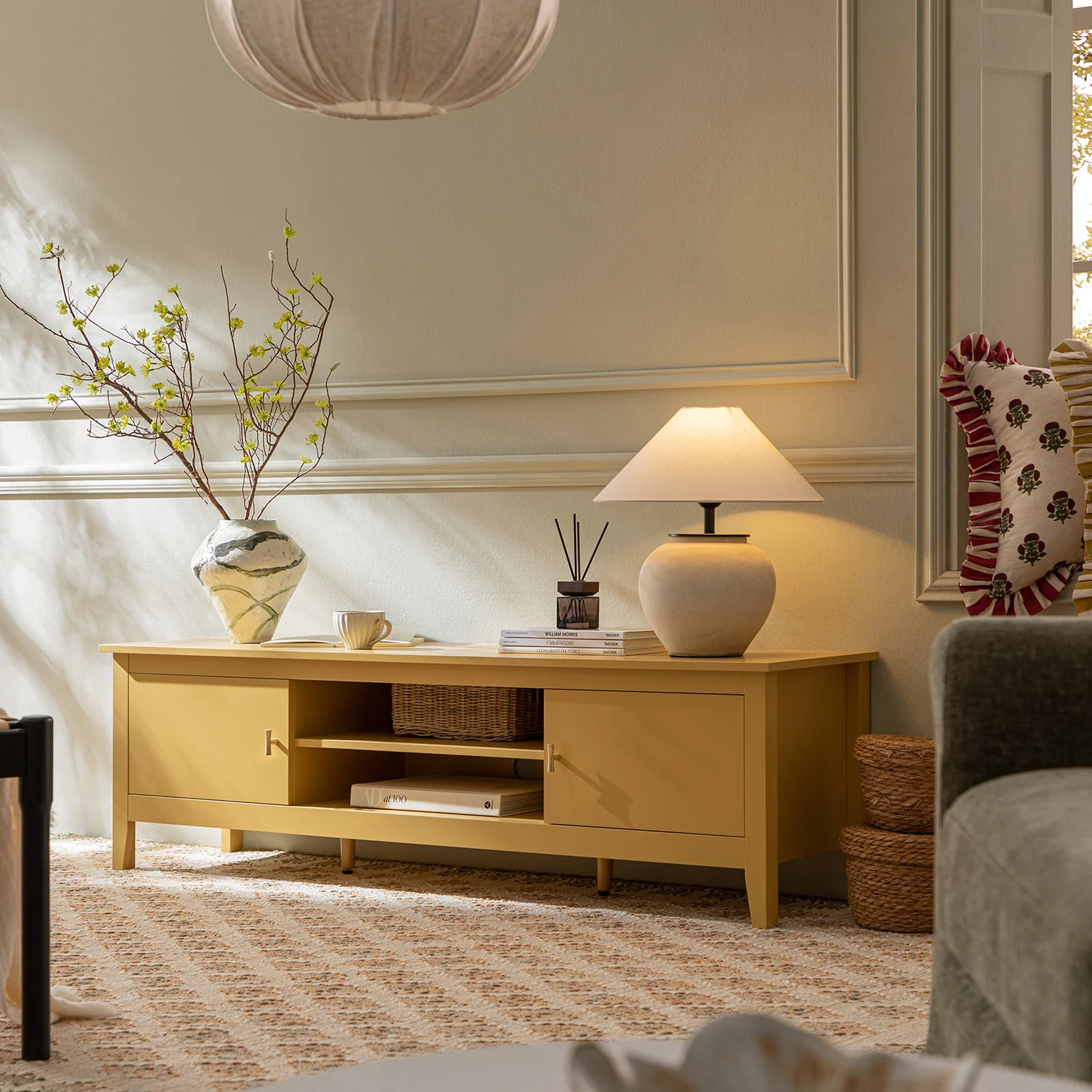 Oakham 150cm TV Unit, Rattan Yellow - Image 2