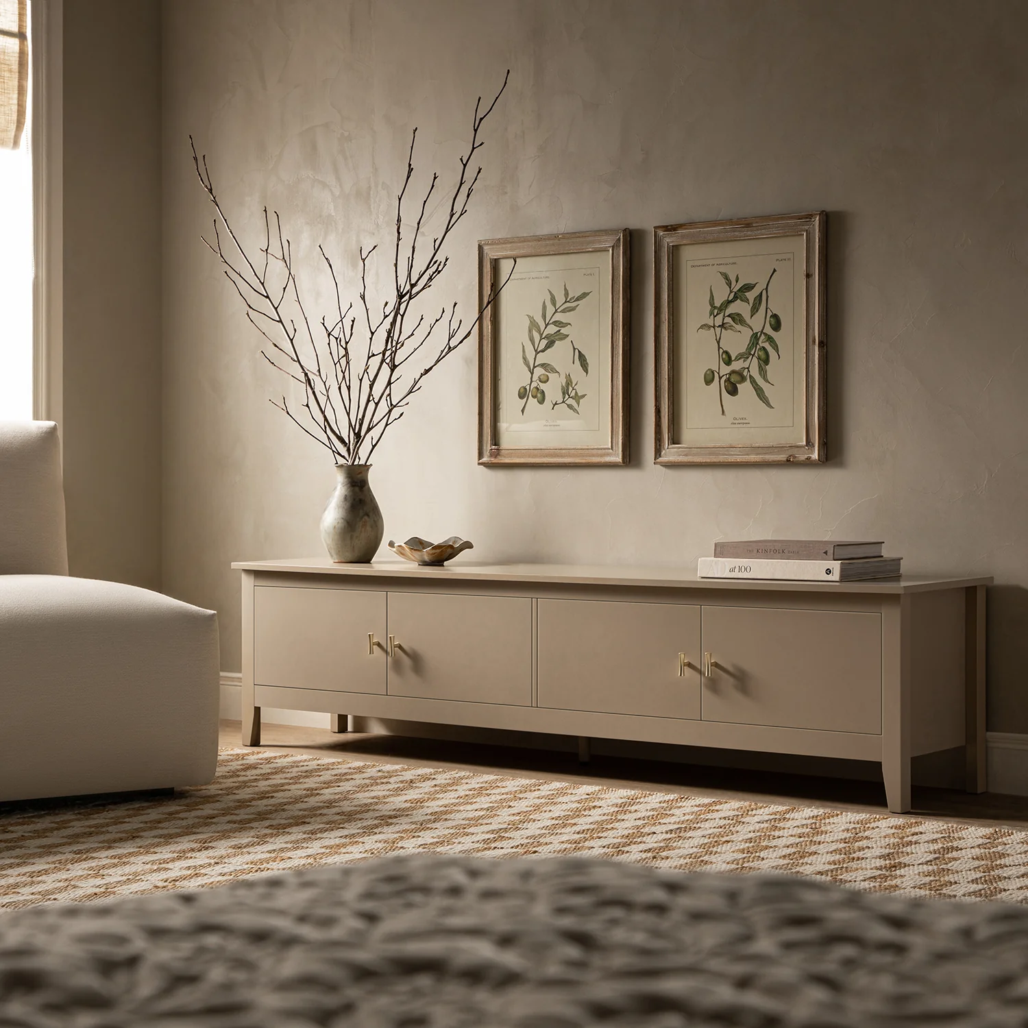 Oakham 180cm Wide TV Unit, Deep Greige - Image 2