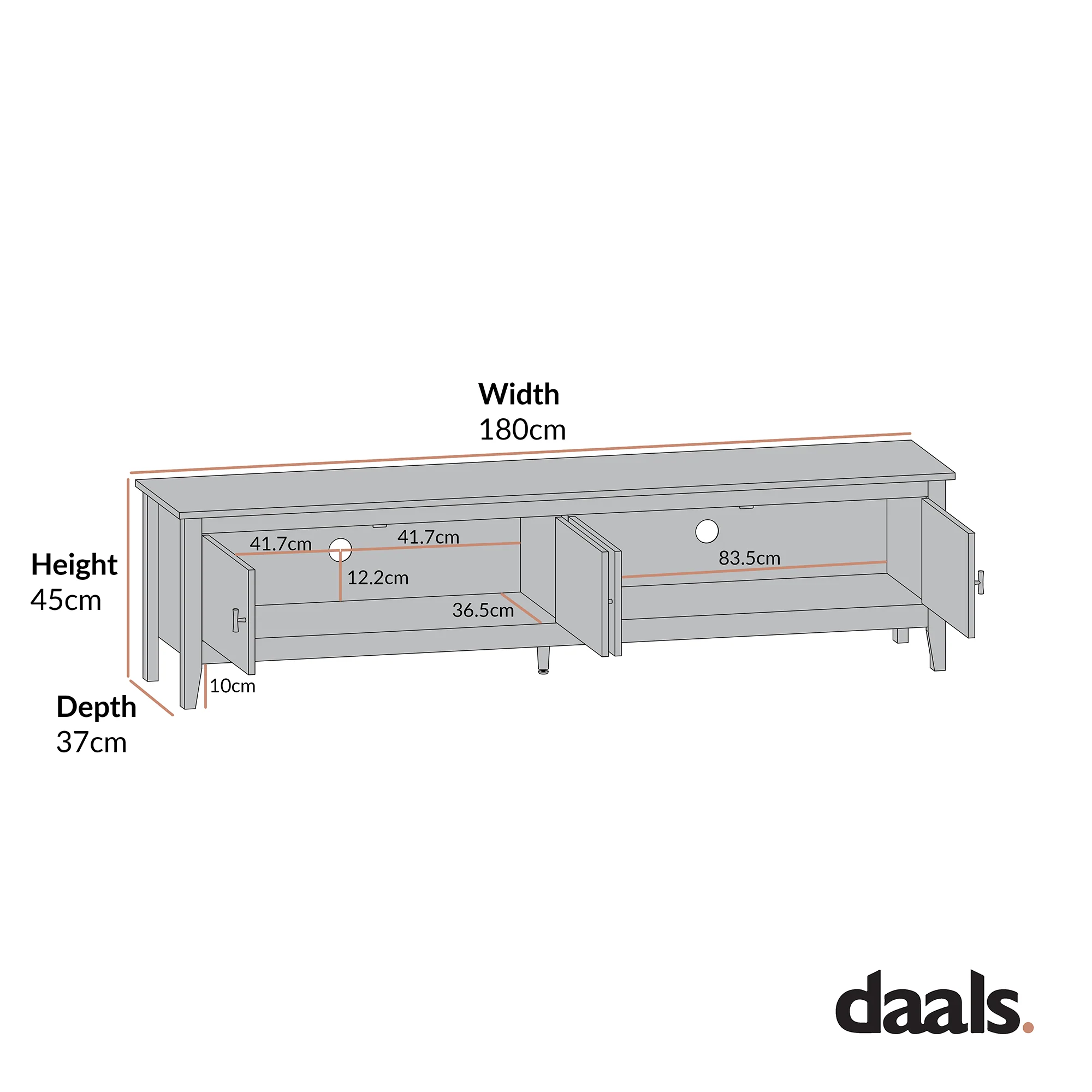 Oakham 180cm Wide TV Unit, Deep Greige - Image 8