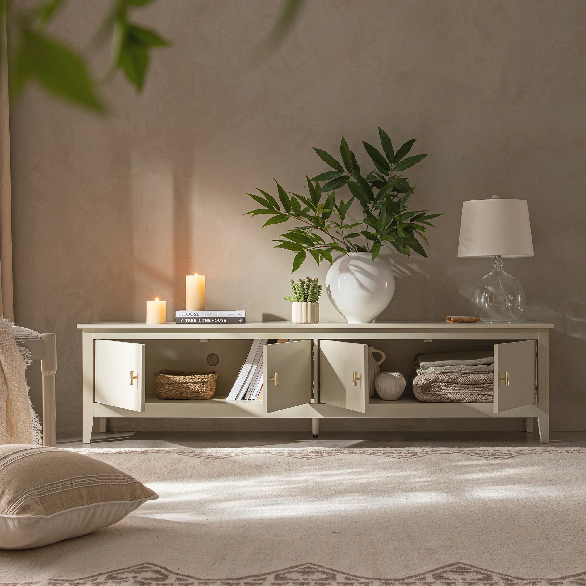 Oakham 180cm Wide TV Unit, Shaded White - Image 3