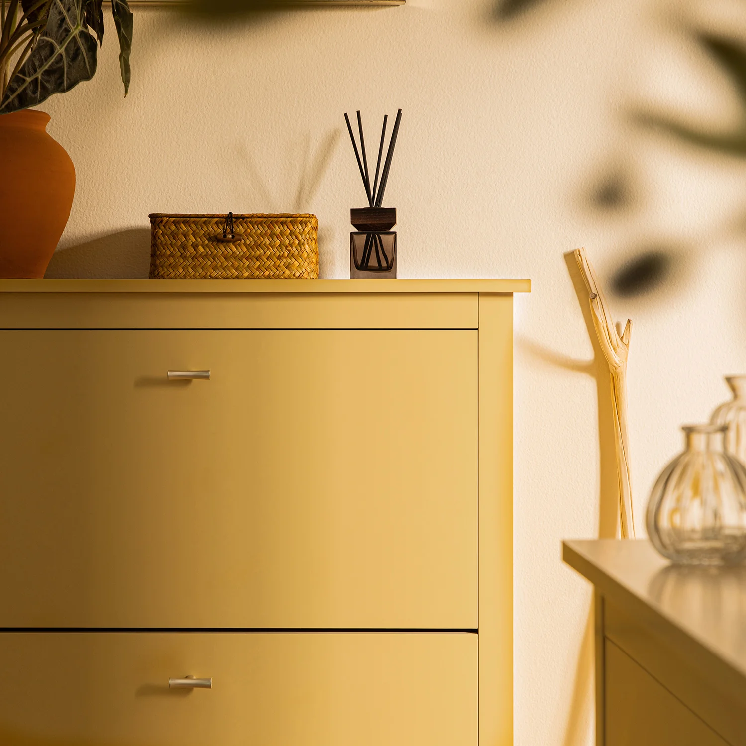 Oakham 2-Tier Shoe Cabinet, Rattan Yellow - Image 4