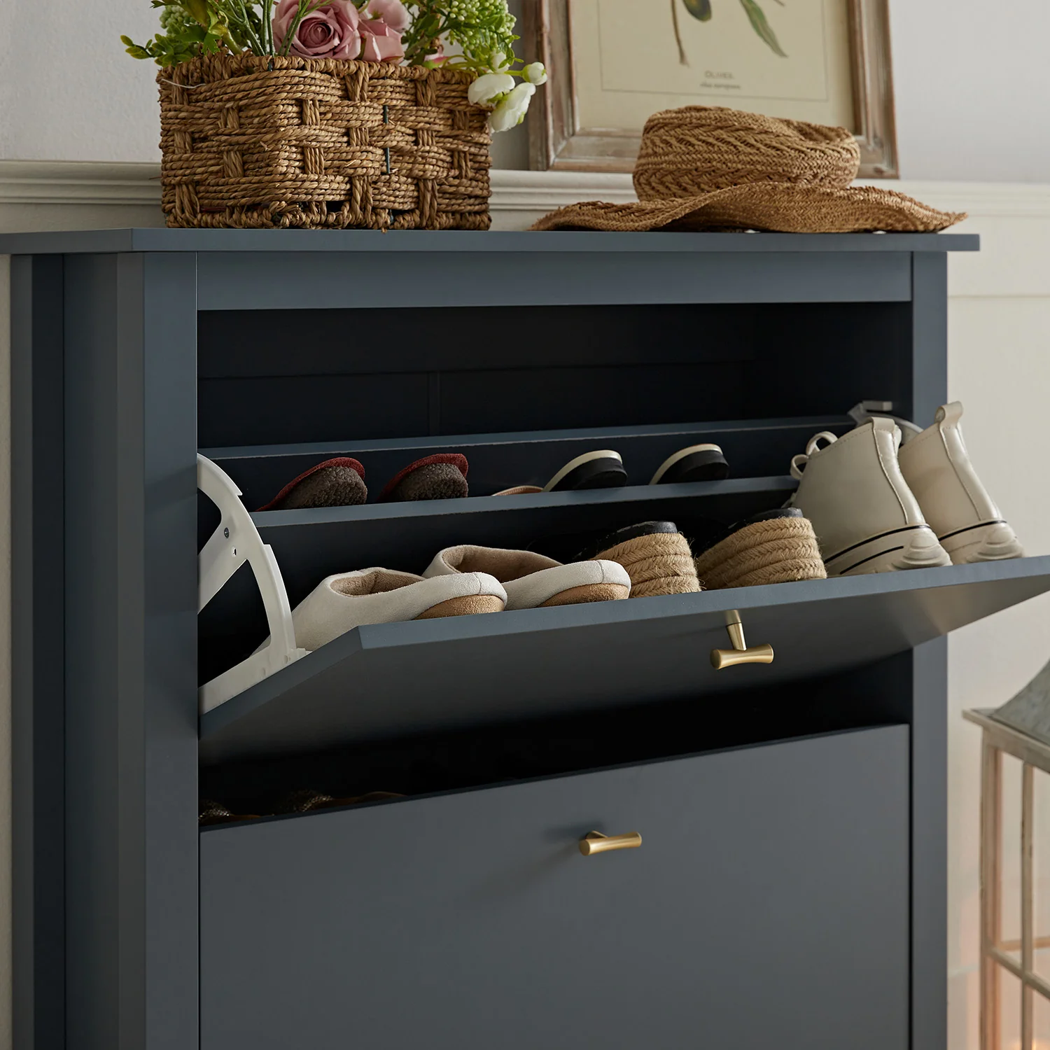 Oakham 2-Tier Shoe Cabinet, Stormy Blue - Image 4