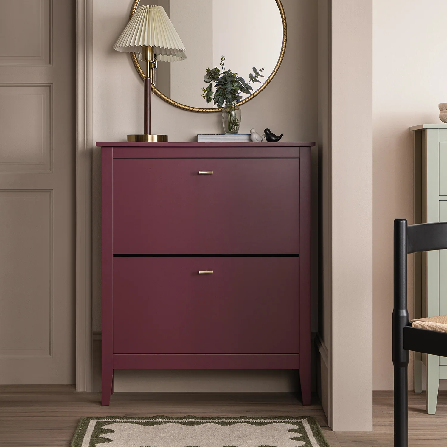 Oakham 2-Tier Shoe Cabinet, Wild Cherry - Image 2