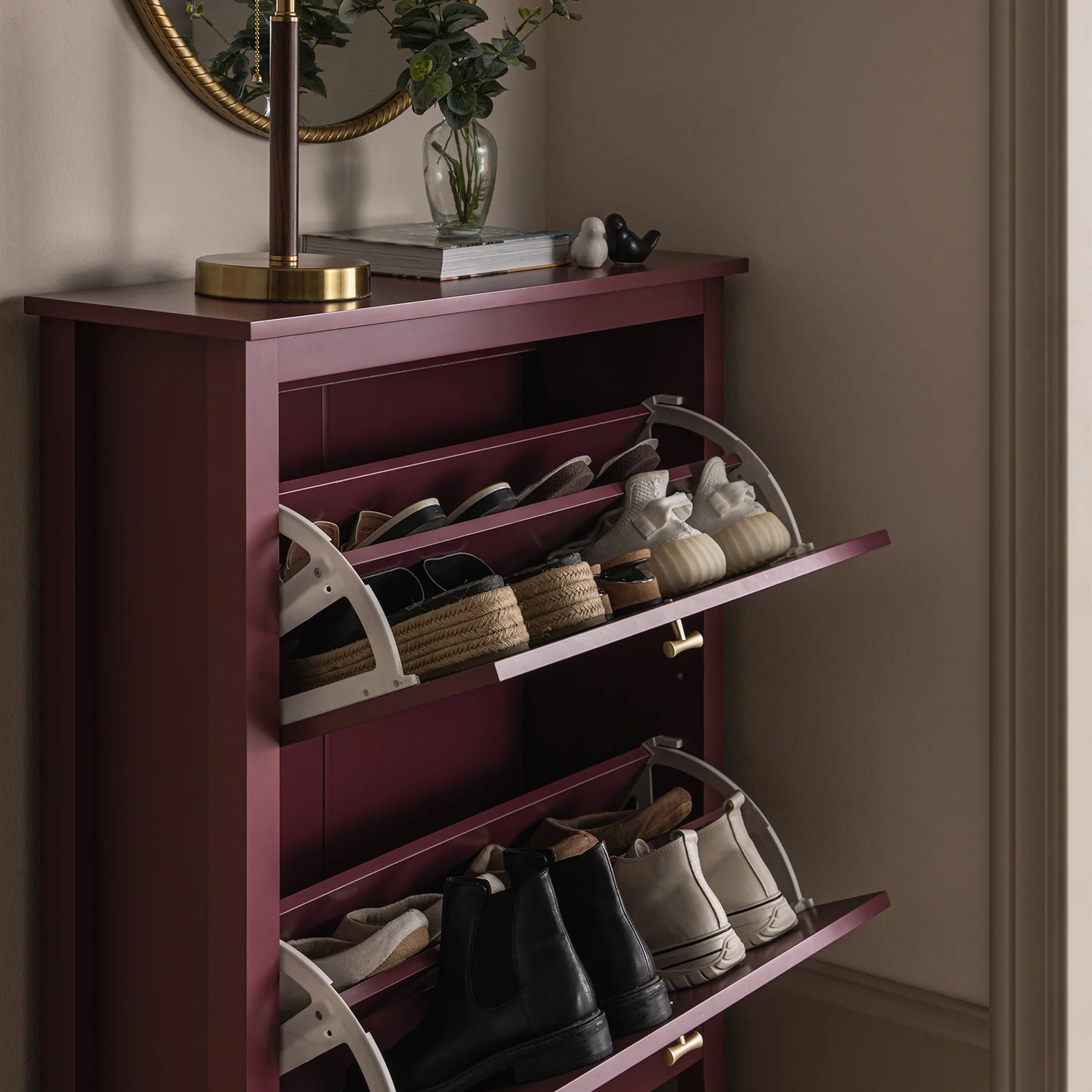 Oakham 2-Tier Shoe Cabinet, Wild Cherry - Image 4