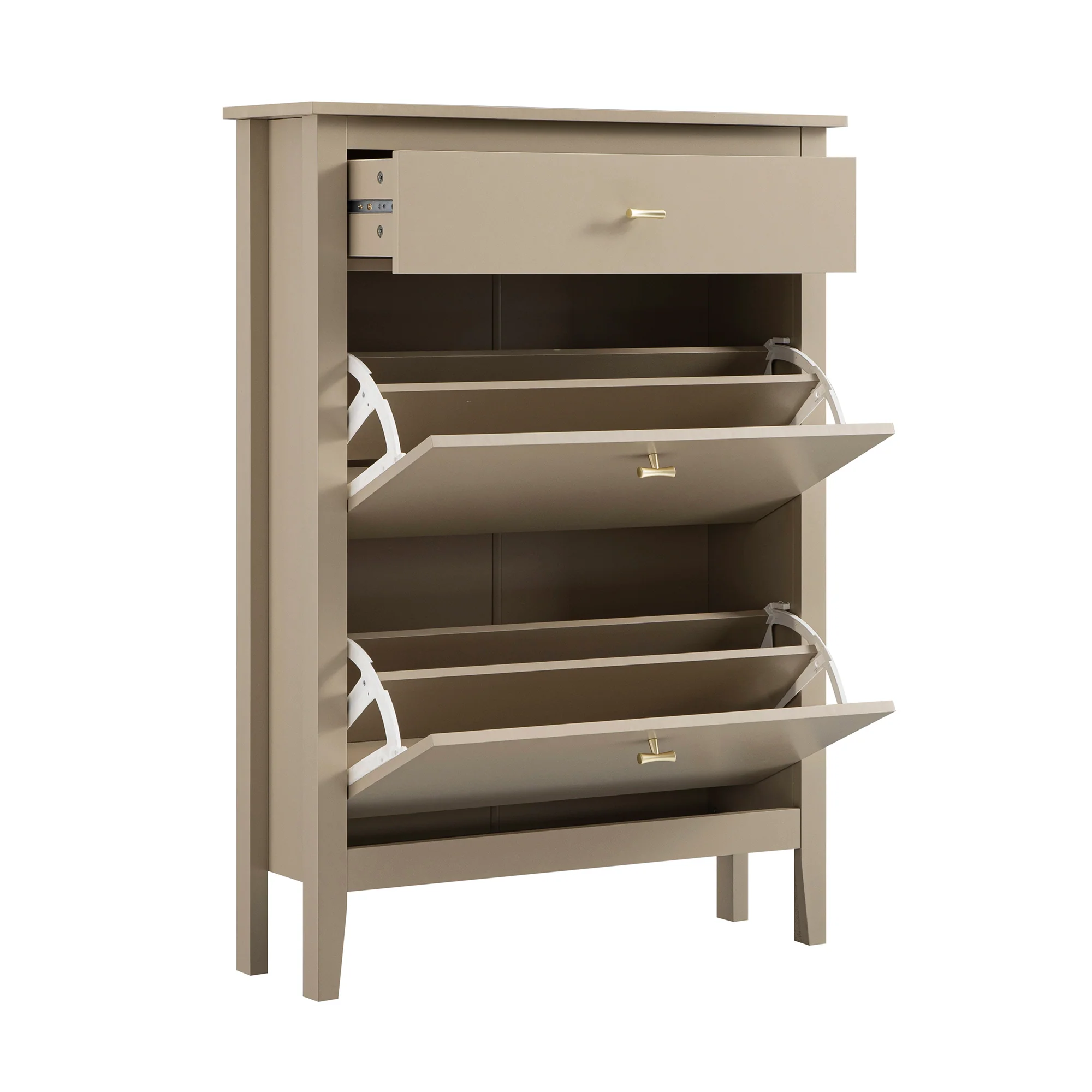 Oakham 2-Tier Shoe Cabinet with Top Drawer, Deep Greige - Image 11