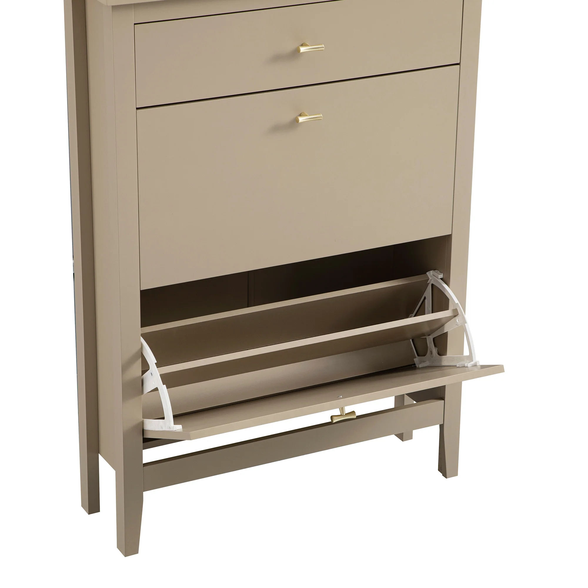 Oakham 2-Tier Shoe Cabinet with Top Drawer, Deep Greige - Image 16