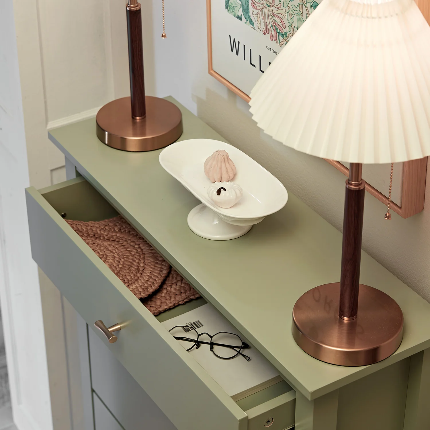 Oakham 2-Tier Shoe Cabinet with Top Drawer, Desert Sage - Image 5