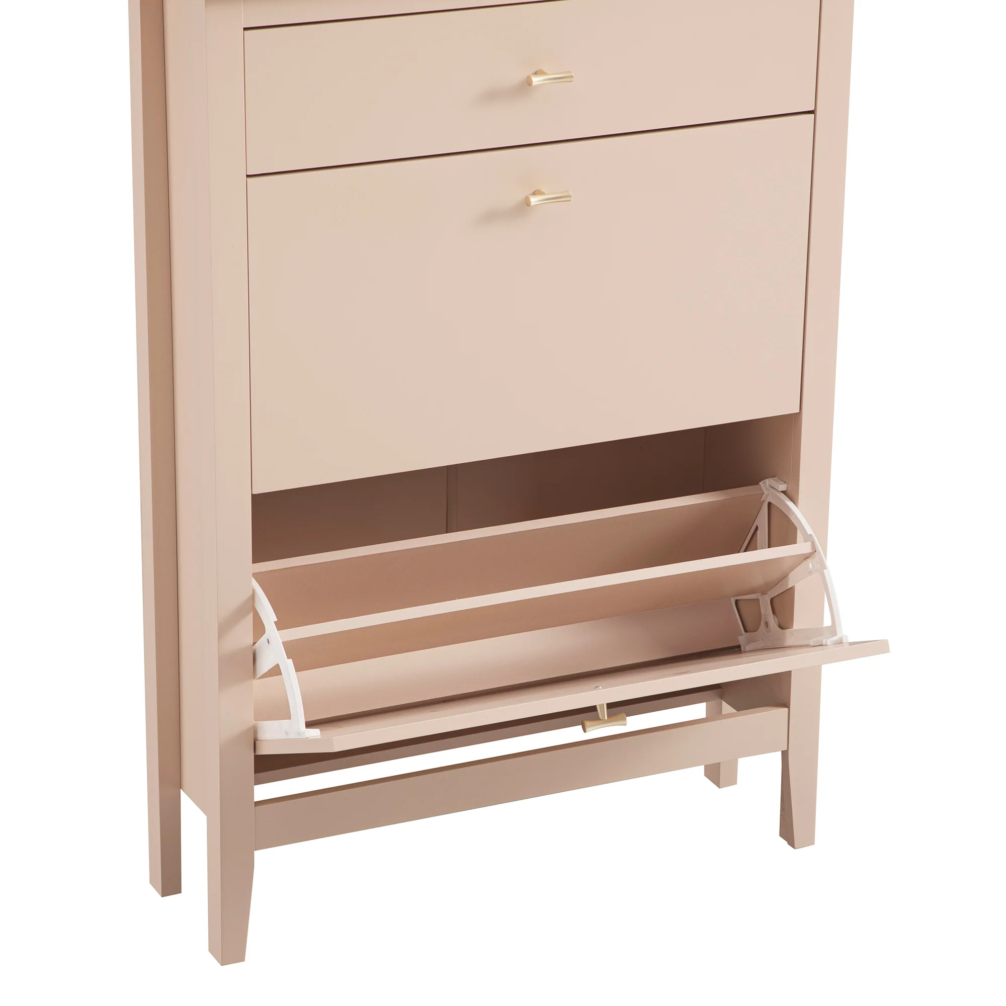 Oakham 2-Tier Shoe Cabinet with Top Drawer, Nude Pink - Image 15