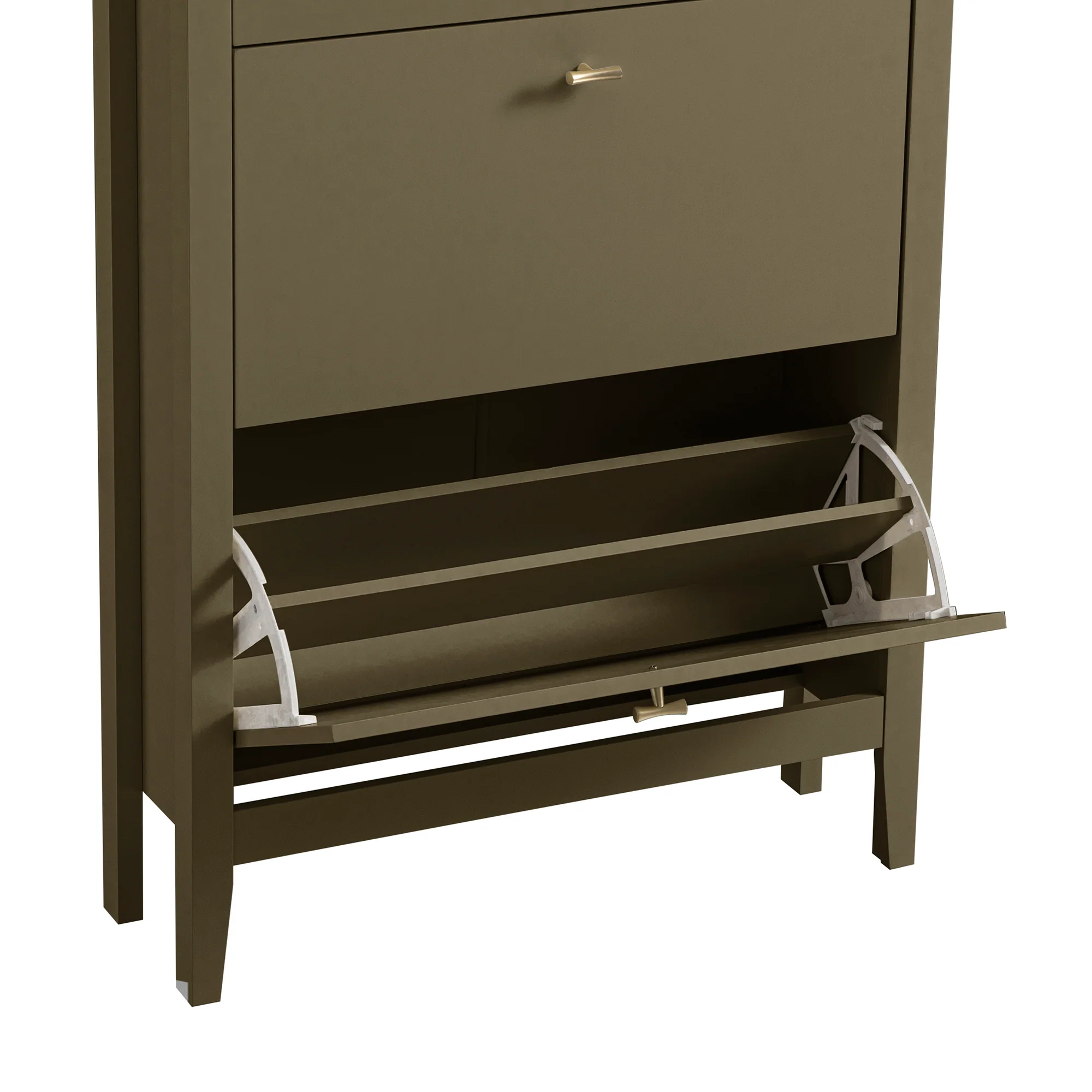 Oakham 2-Tier Shoe Cabinet with Top Drawer, Olive Grove - Image 14