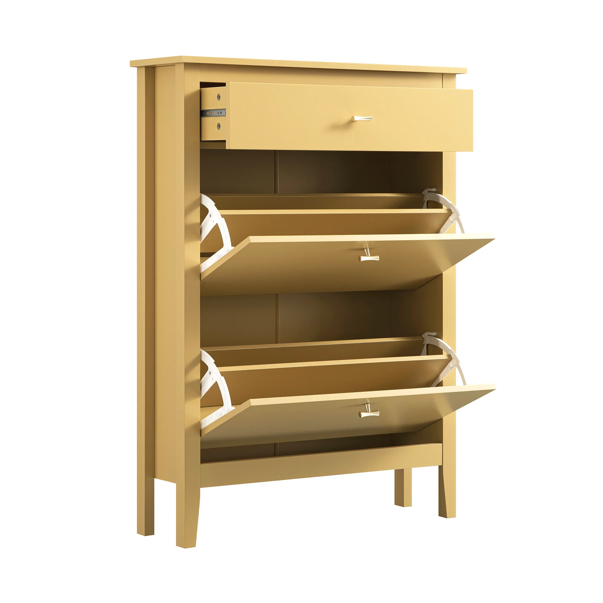 Oakham 2-Tier Shoe Cabinet with Top Drawer, Rattan Yellow - Image 10