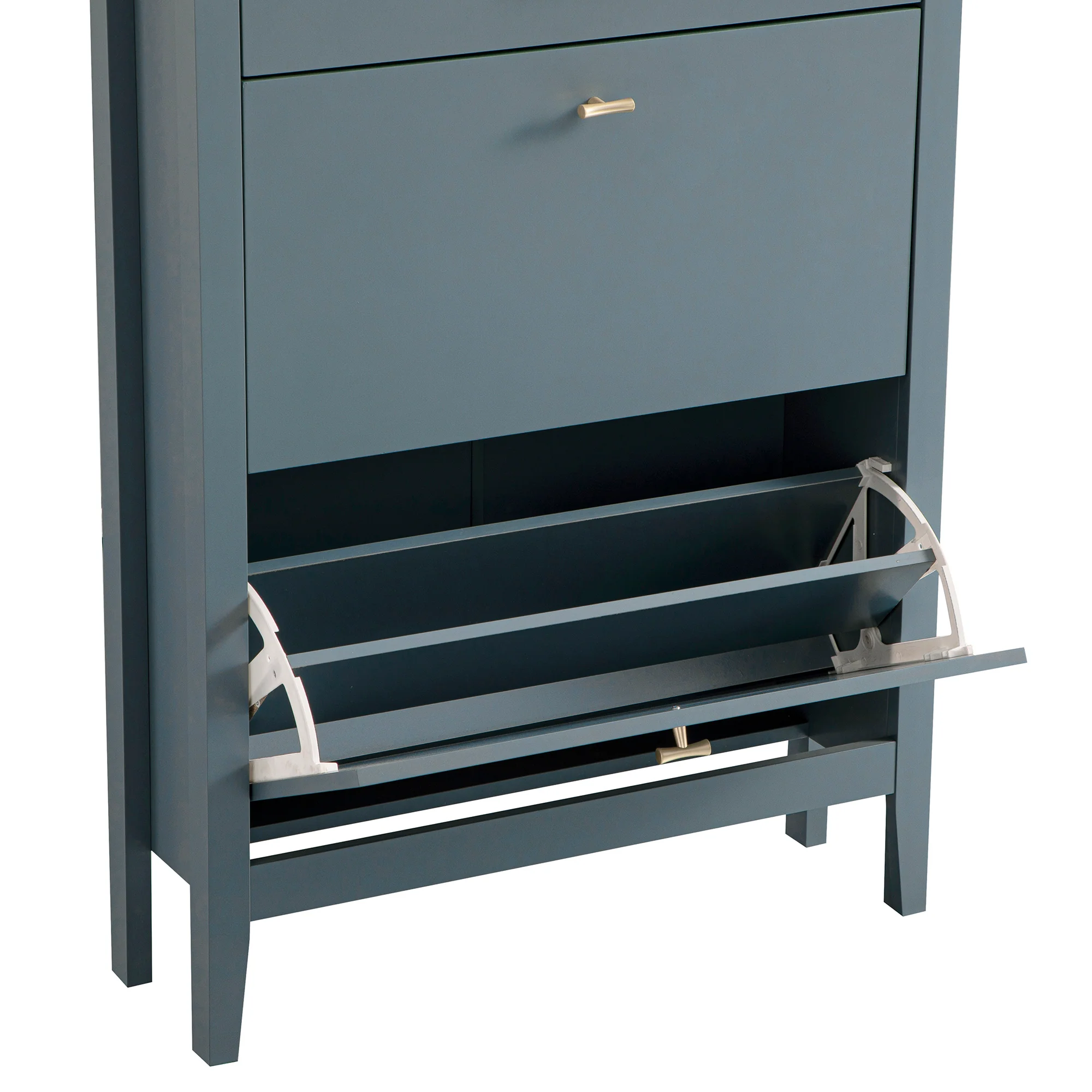 Oakham 2-Tier Shoe Cabinet with Top Drawer, Stormy Blue - Image 14