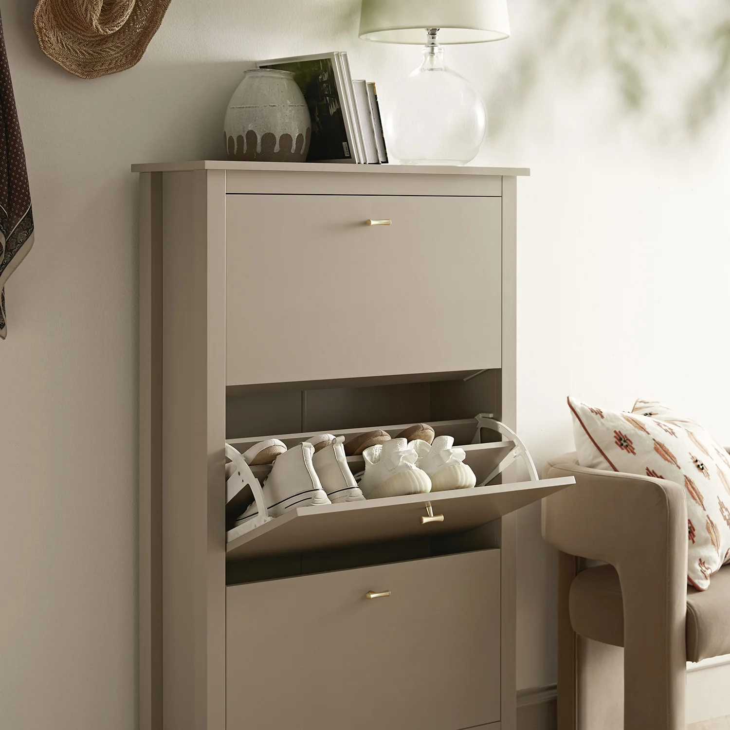 Oakham 3-Tier Shoe Cabinet, Deep Greige - Image 4