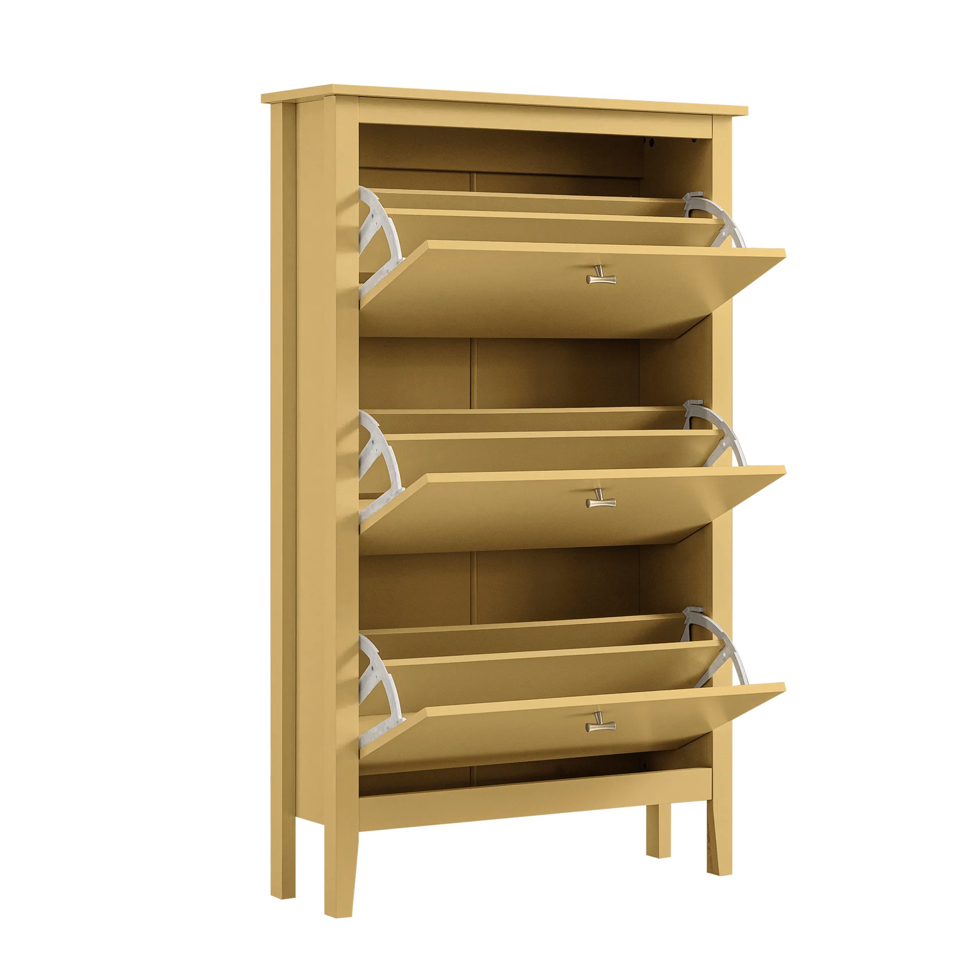 Oakham 3-Tier Shoe Cabinet, Rattan Yellow - Image 10